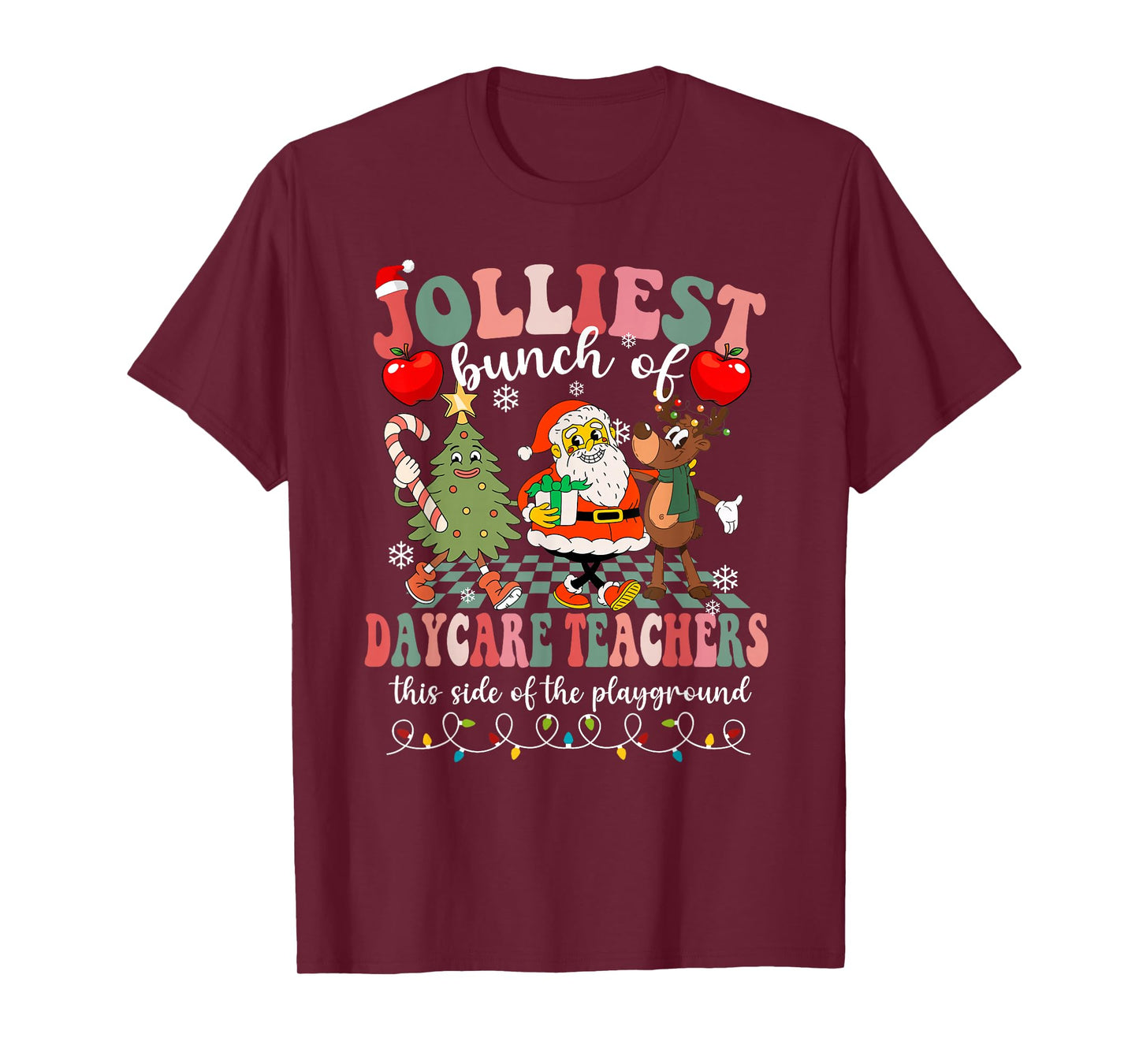 Funny Christmas Xmas Jolliest Bunch of Daycare Teachers T-Shirt