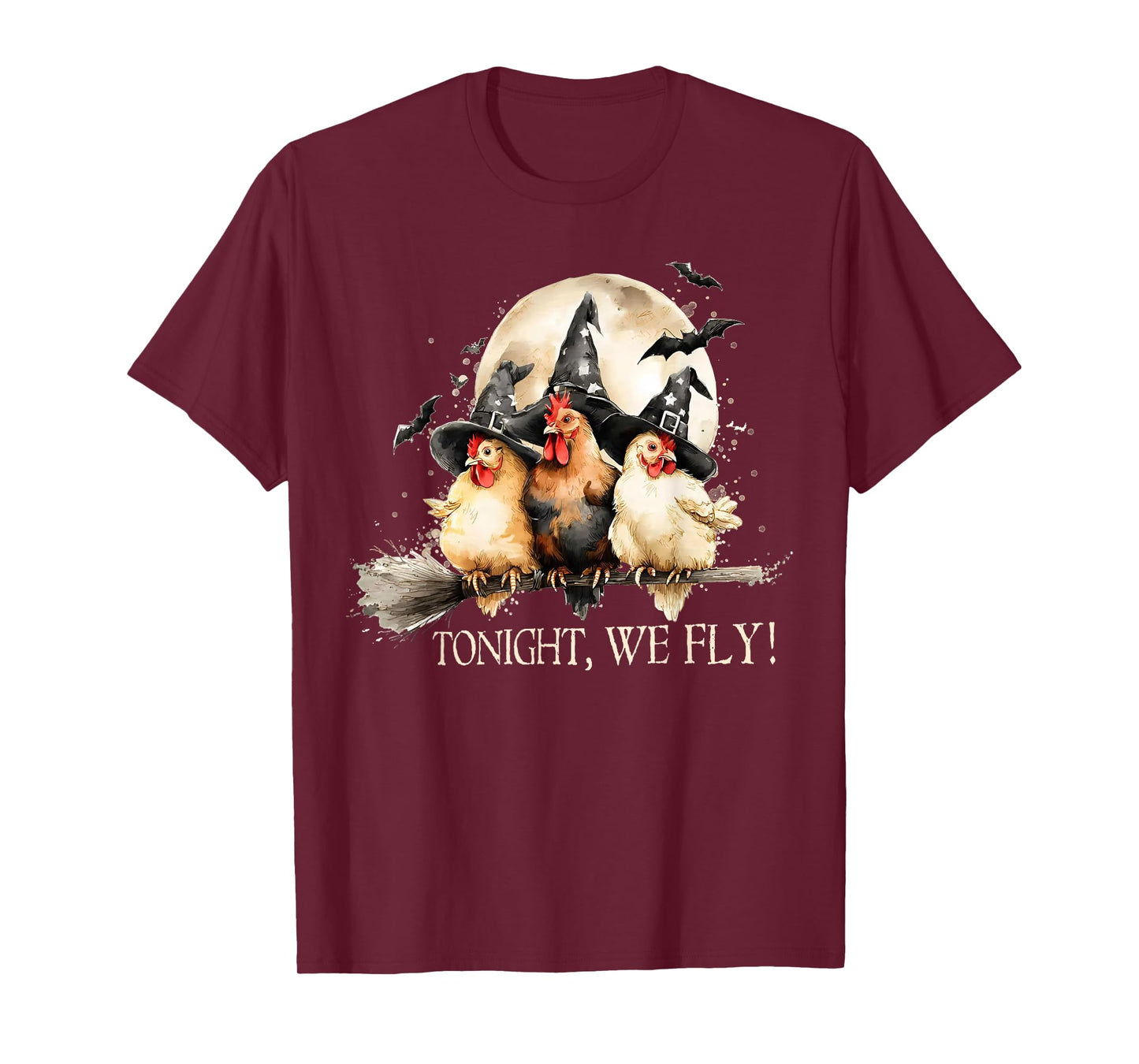 Tonight We Fly Chicken Witch Farm Halloween Spooky Season T-Shirt
