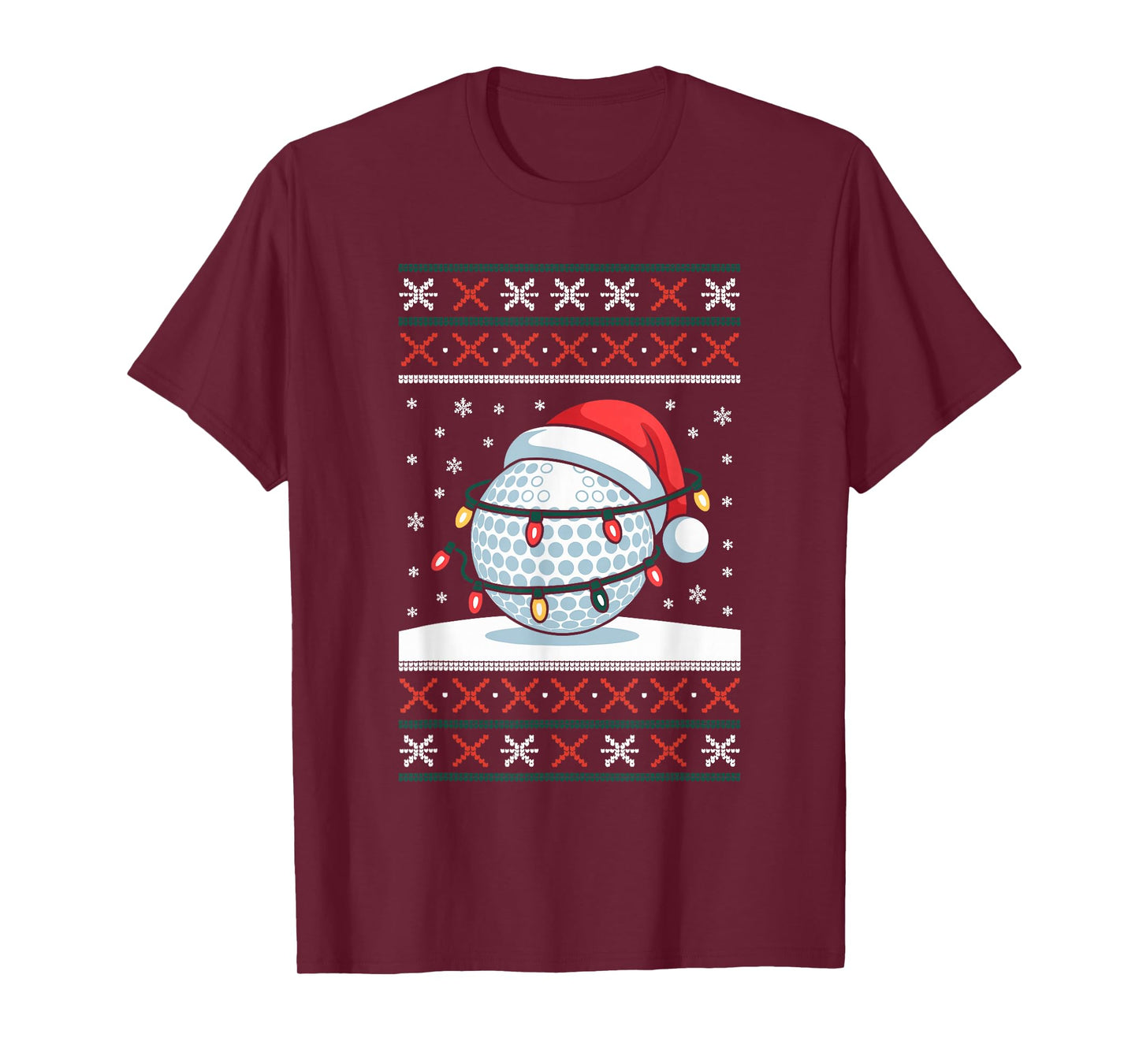 Golf Ball Santa Hat Ugly Christmas Sweater Golfer Golfing T-Shirt