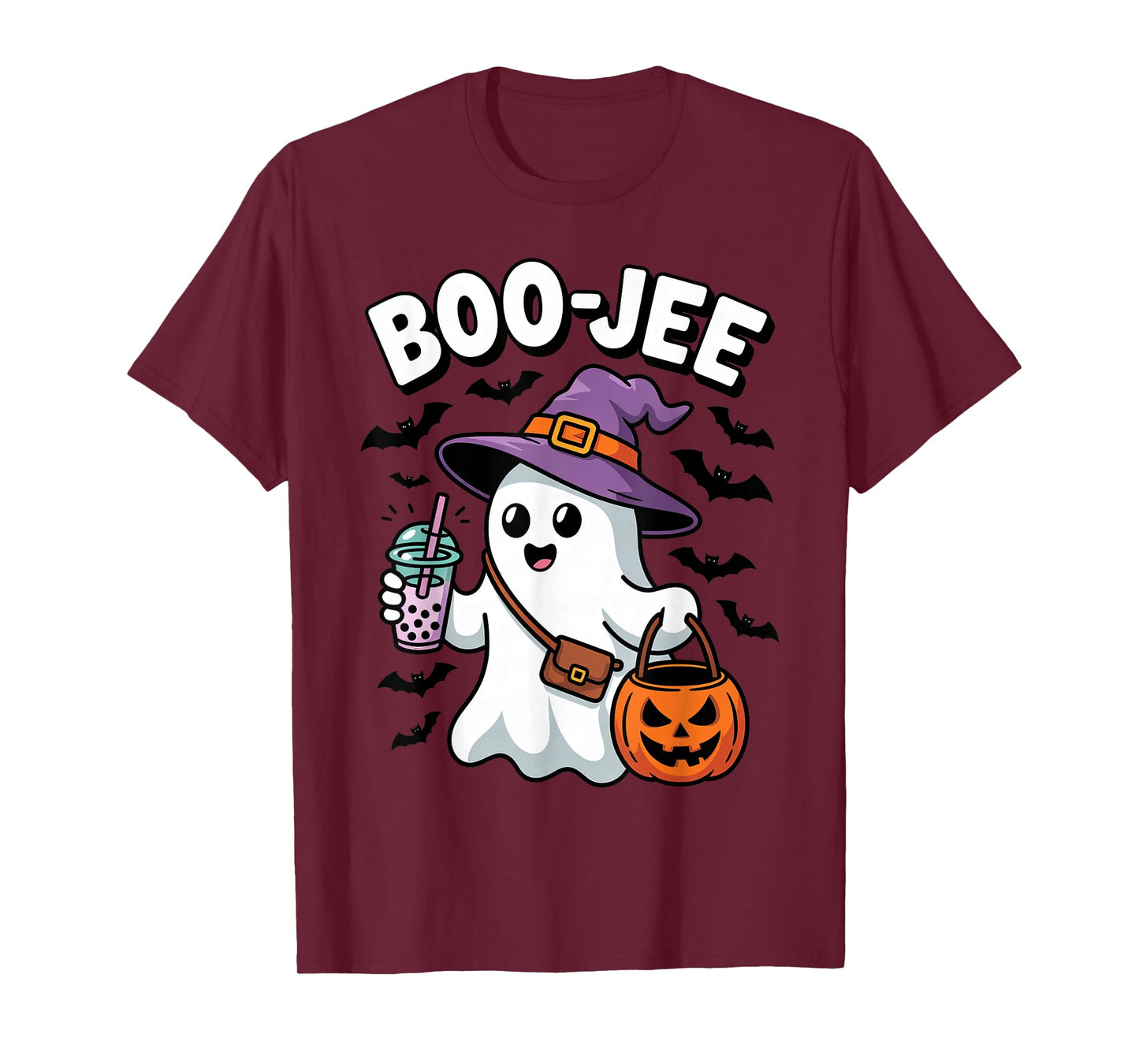Boujee Ghost Drinking Coffee Jack-o-Lantern Halloween Party T-Shirt