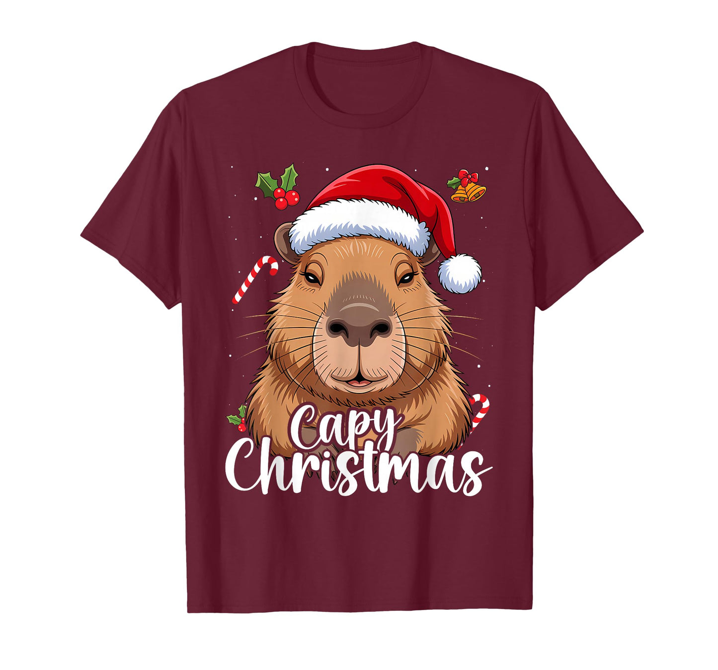 Capy or Huppy Christmas Capybara Holidays Santa Design T-Shirt