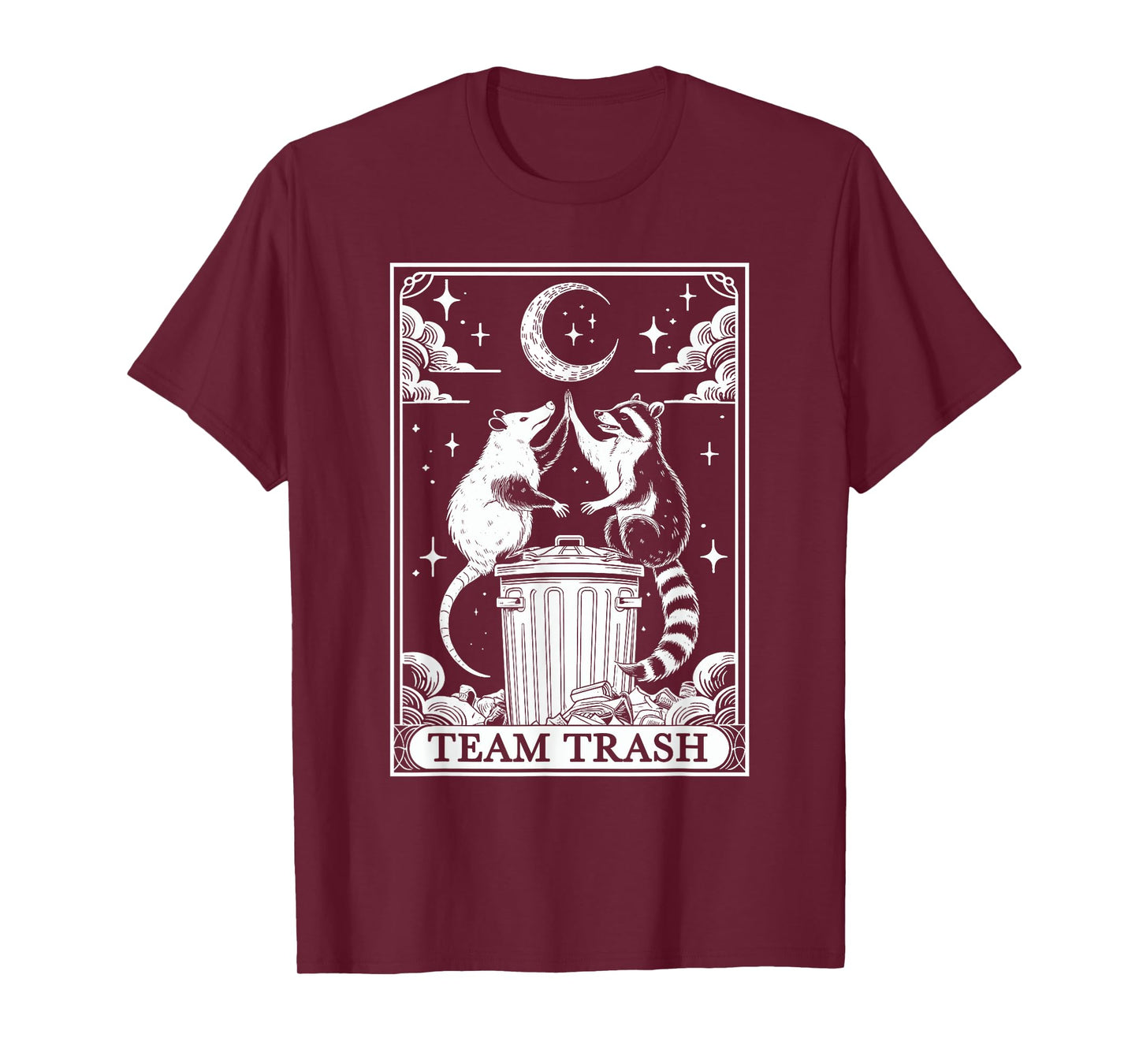 Tarot Card Vintage Team Trash Crescent Moon Opossum Raccoon T-Shirt