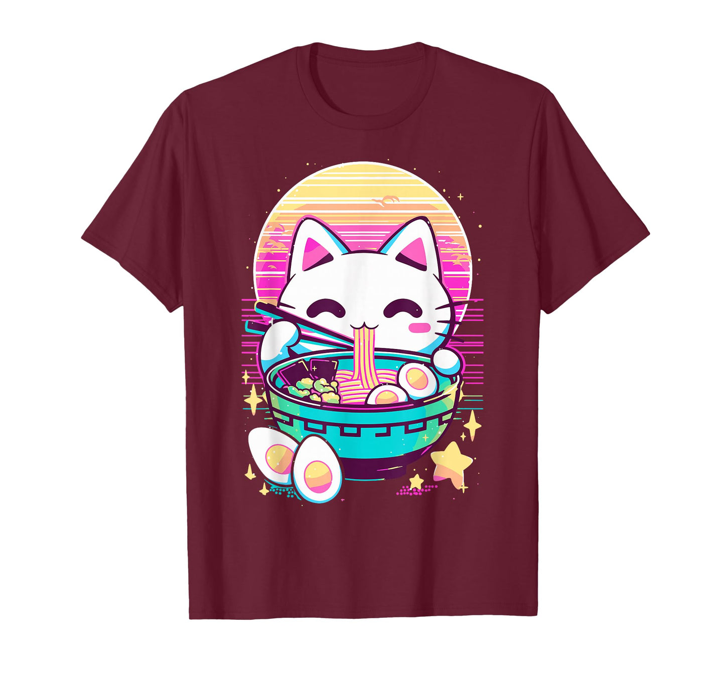 Anime Cat Eating Ramen Japanese Ramen Cat Japan T-Shirt