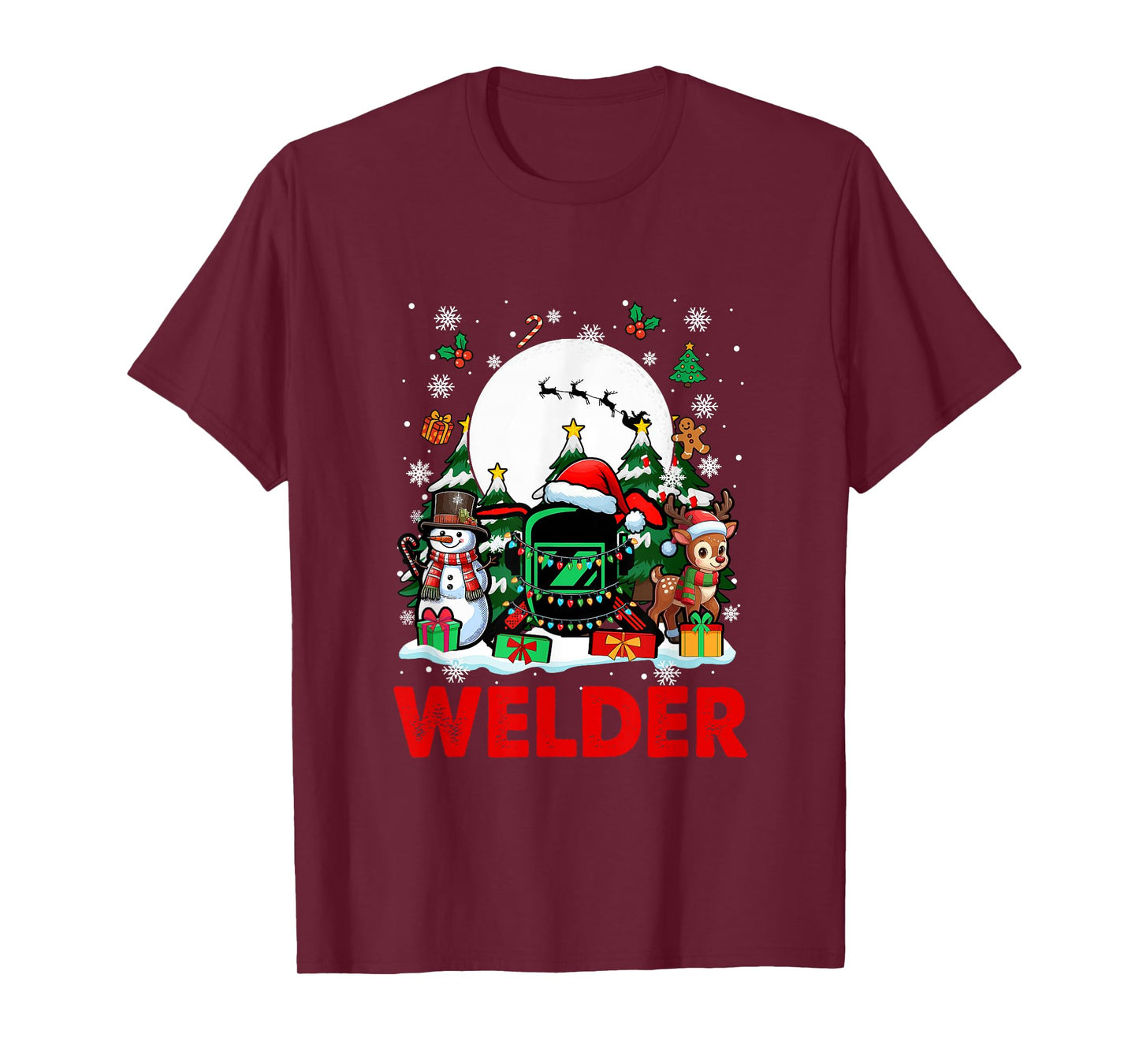 Welder Job Tools Santa Snowmen Reindeer Christmas Trees T-Shirt