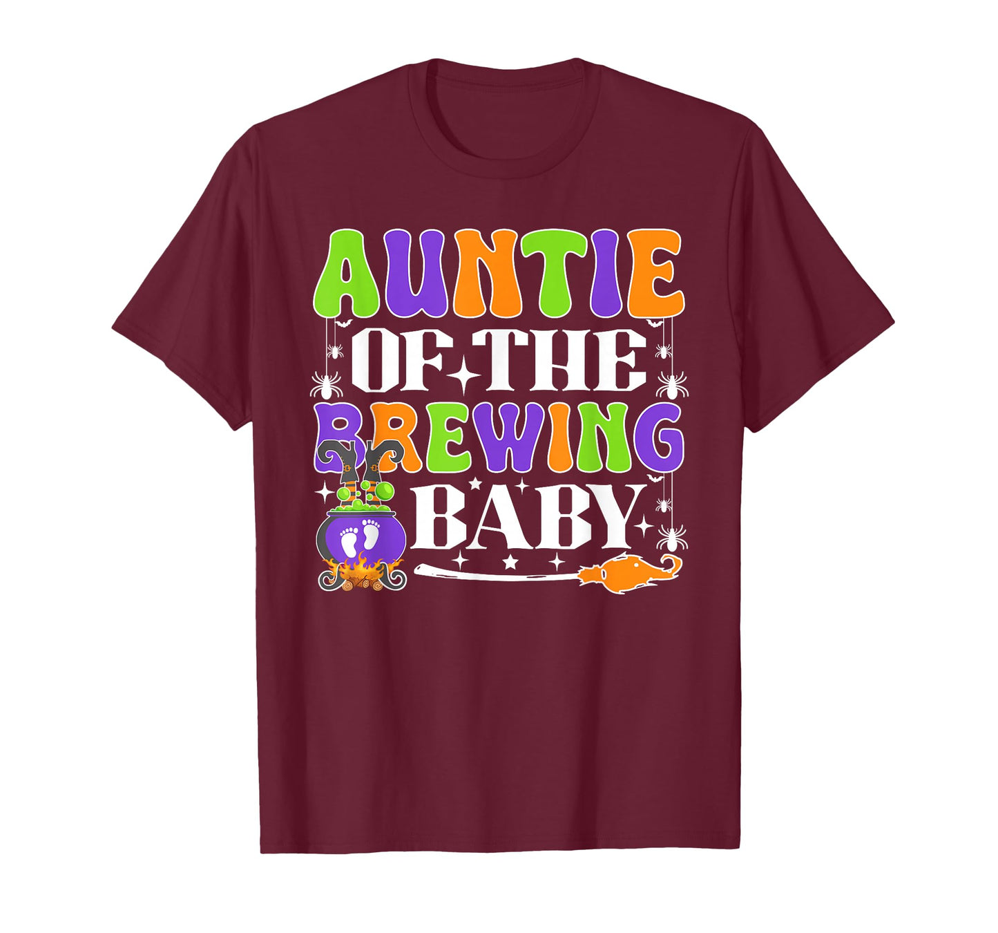 Auntie of The Brewing Baby Halloween Witch Baby Shower T-Shirt