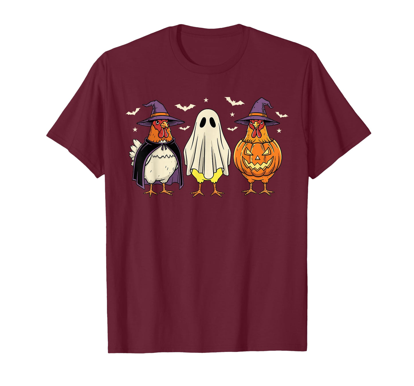 Chicken Halloween Farmer Ghost Pumpkin Witch Spooky T-Shirt