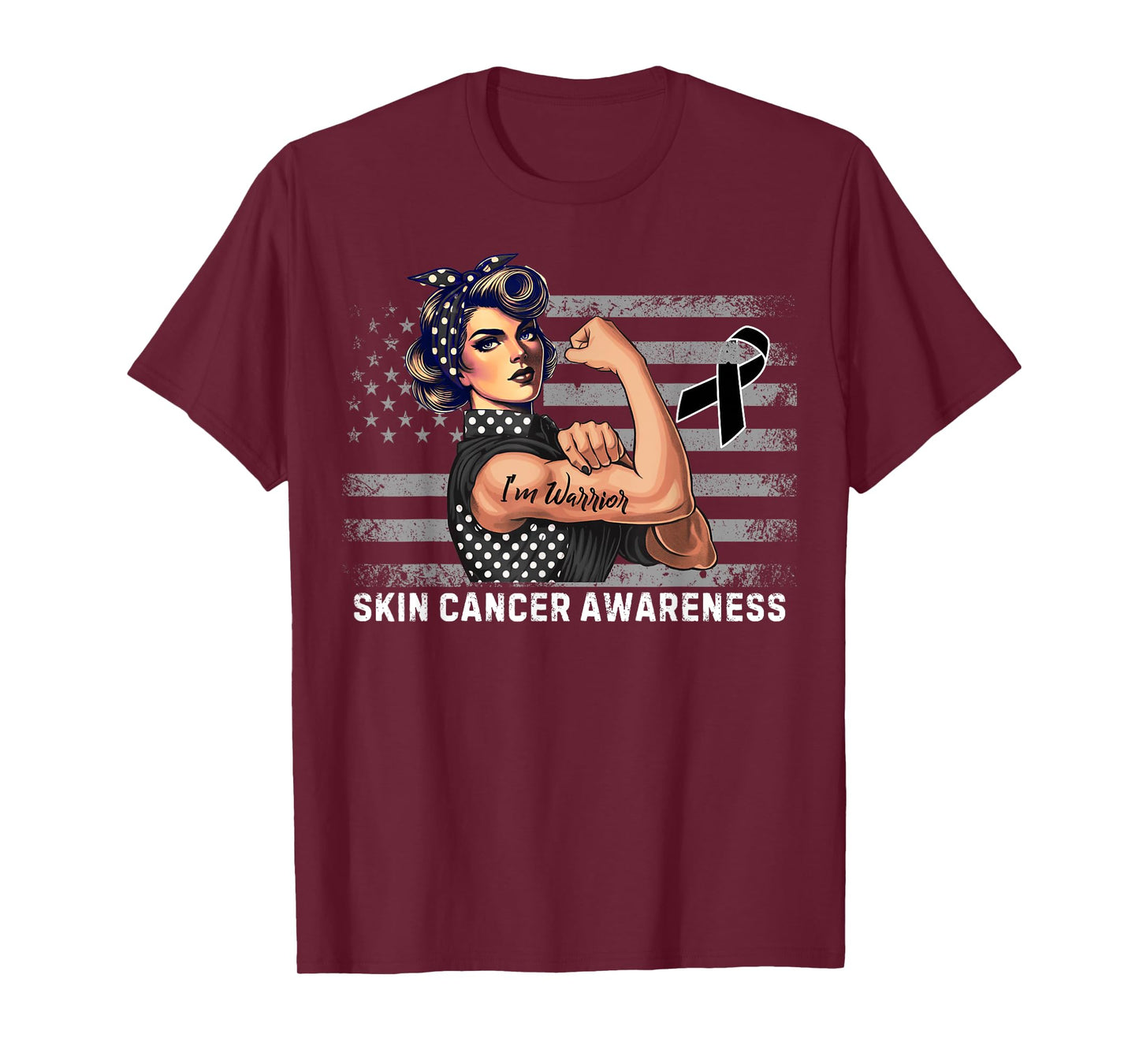 Melanoma Survivor Vintage USA Flag Skin Cancer Awareness T-Shirt