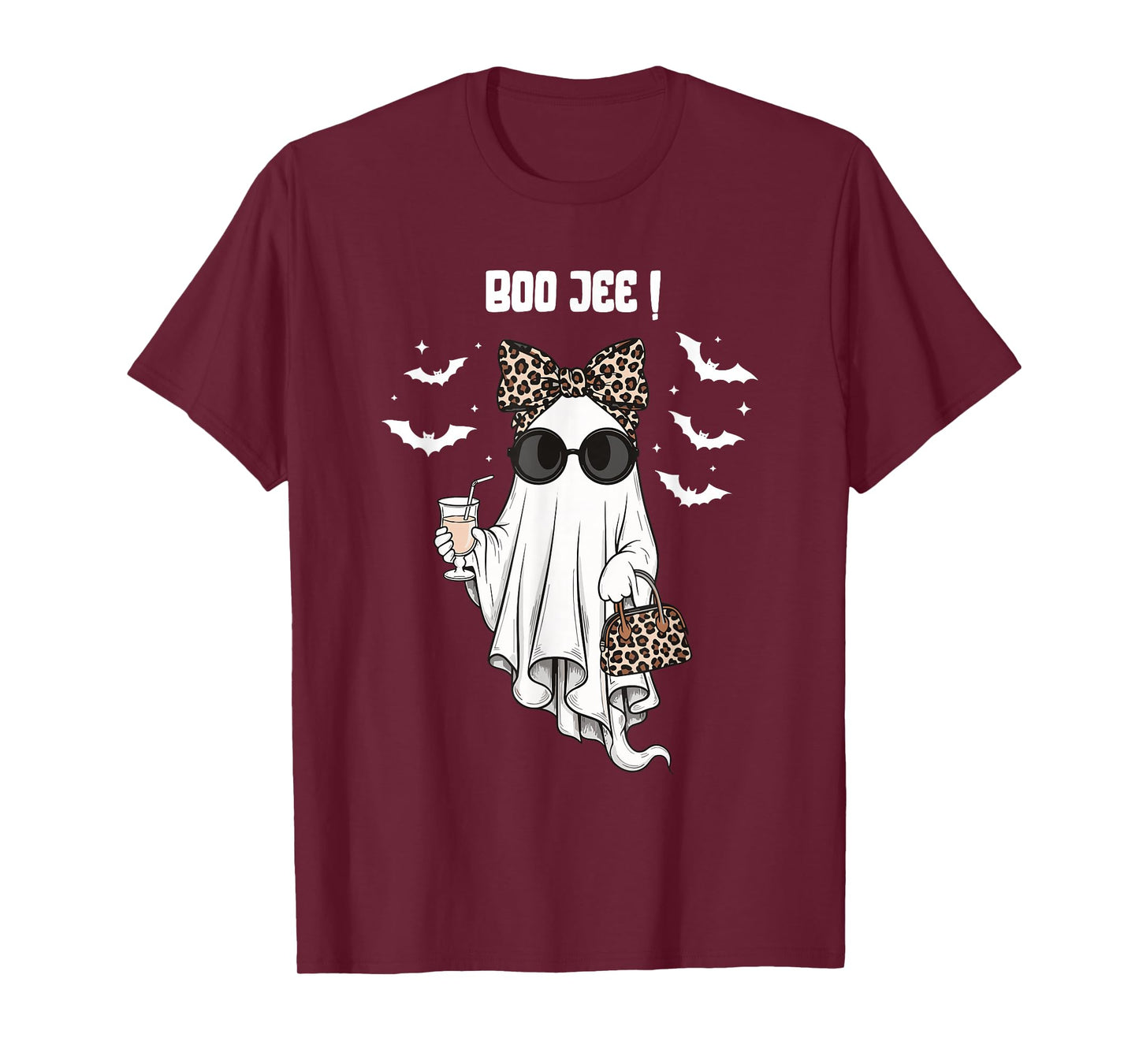 Coquette Leopard Ghost Coffee Boo-JEE Halloween Boujee Ghost T-Shirt