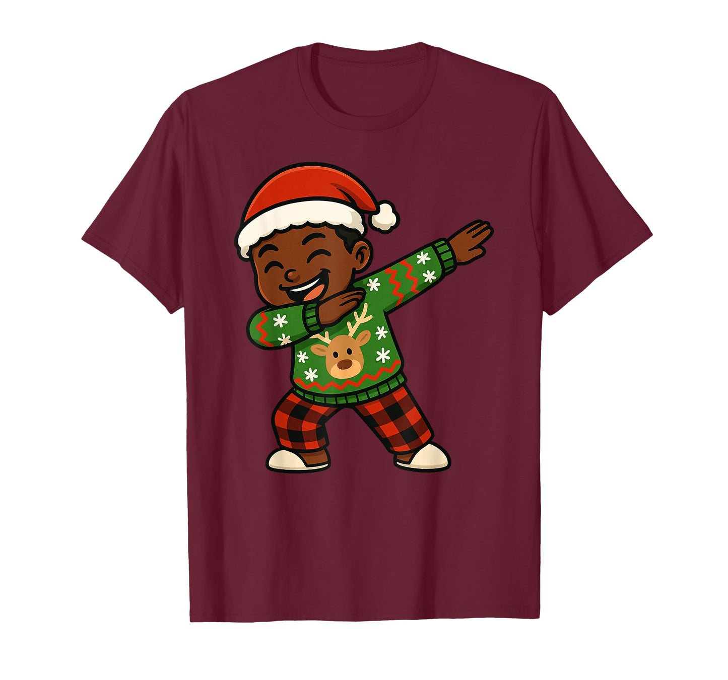 Funny Black Kid Xmas Dabbing Merry Christmas Santa Boys Girl T-Shirt