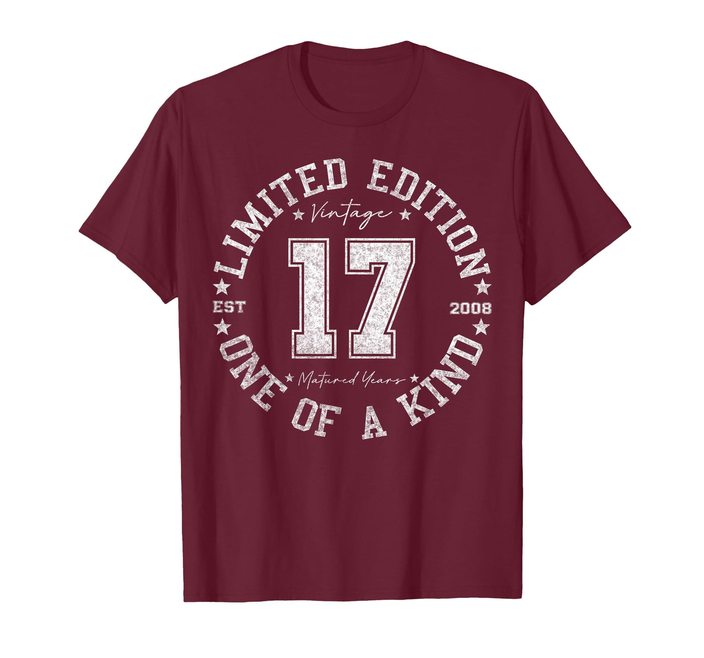 Retro One Of a Kind Shirts For Men Women 2025 17 Year Old Gifts Vintage 2008 Limited Edition 17th Birthday T-Shirt Black Unisex-Youth T-Shirt