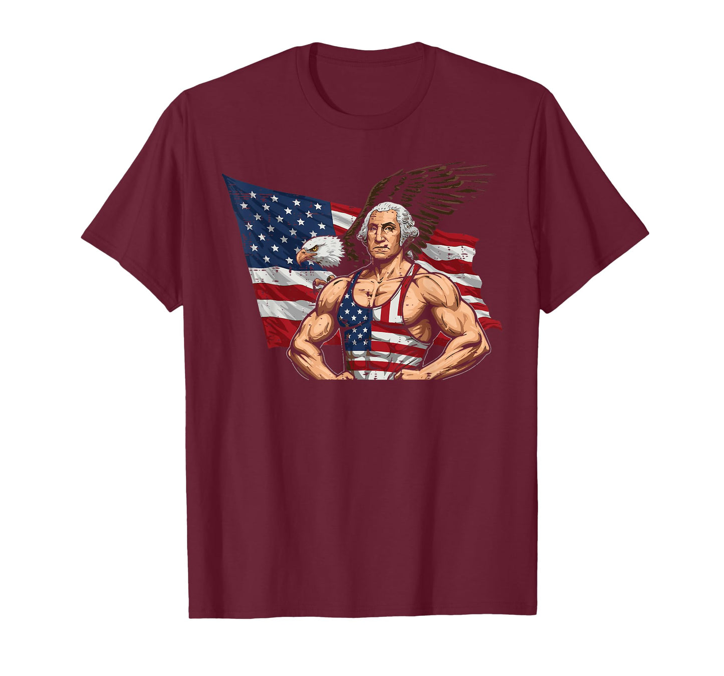 4th Of July Gym Washington Muscle Flag Workout Men Women T-Shirt