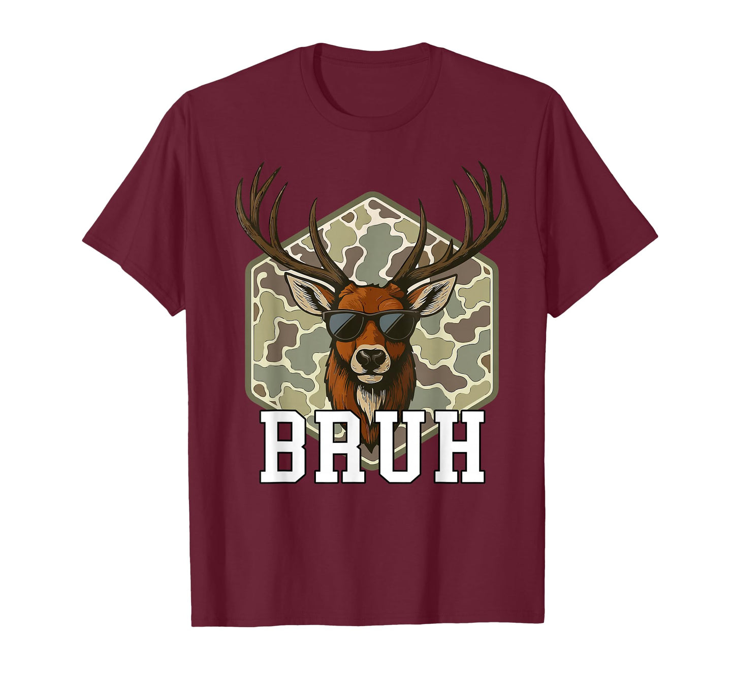 Bruh Deer Funny Deer Hunting Camo Hat Youth Teens Kids Slang T-Shirt