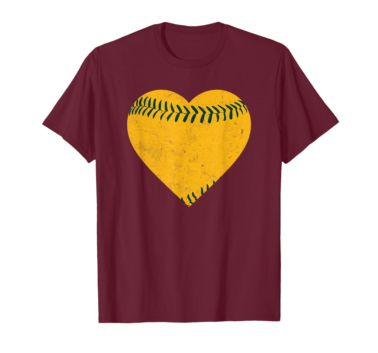 Vintage Gold and Green Baseball Heart T-Shirt