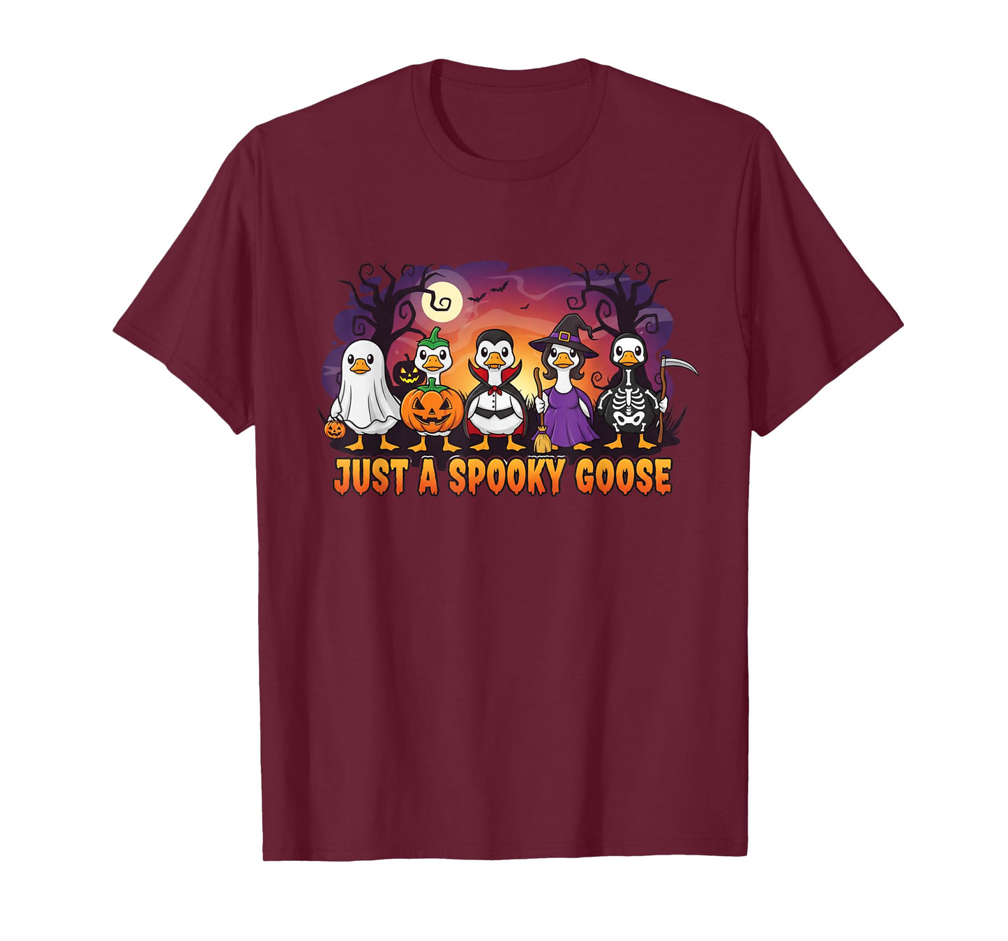Just A Spooky Goose Tee Funny Halloween Goose Gang Gifts T-Shirt
