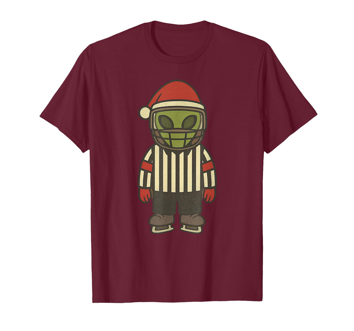 Alien Referee Ice Hockey Christmas Vintage Funny Xmas T-Shirt