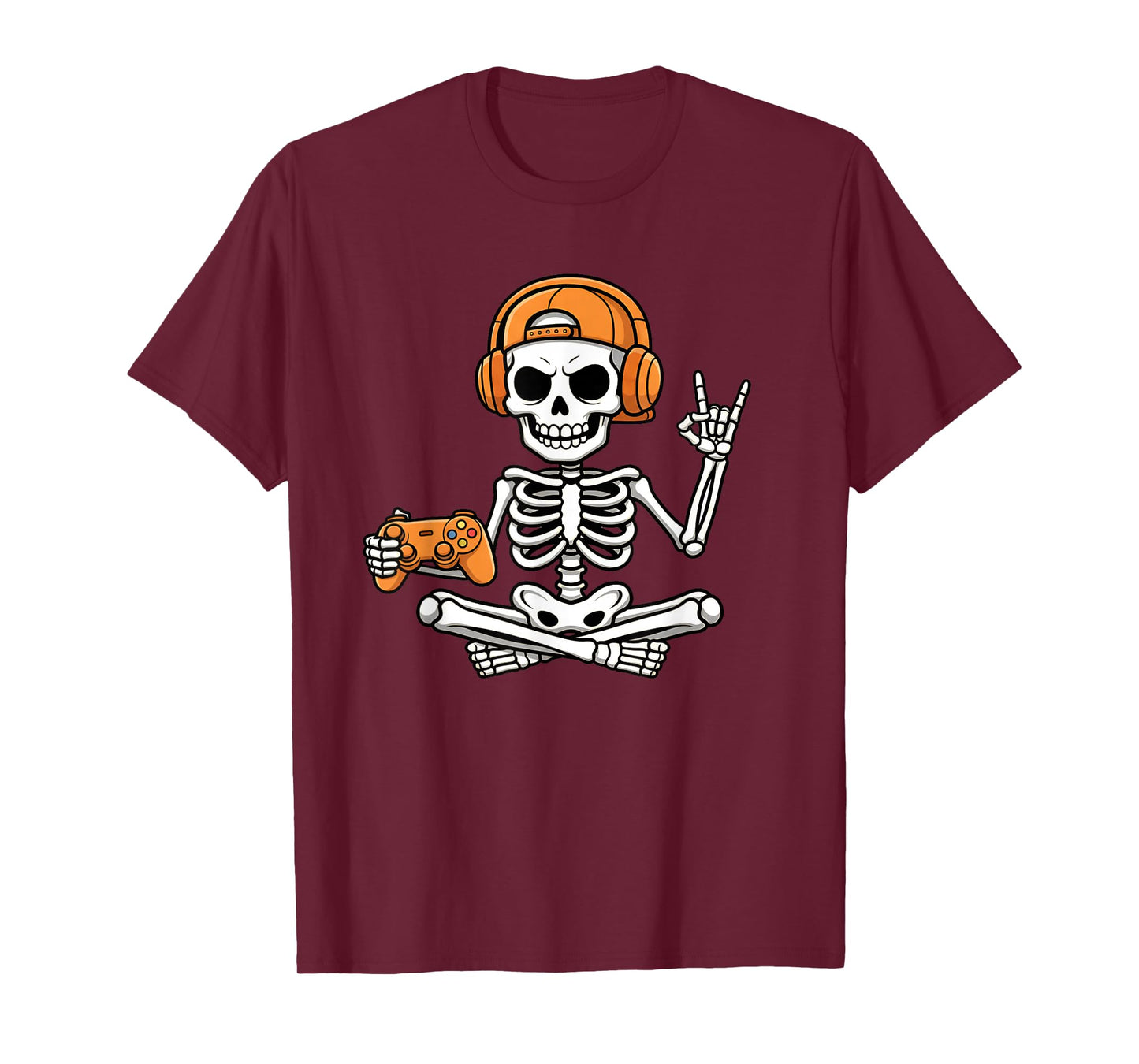 Halloween Skelton Gamer Video Gaming Funny Kids Boys Men T-Shirt