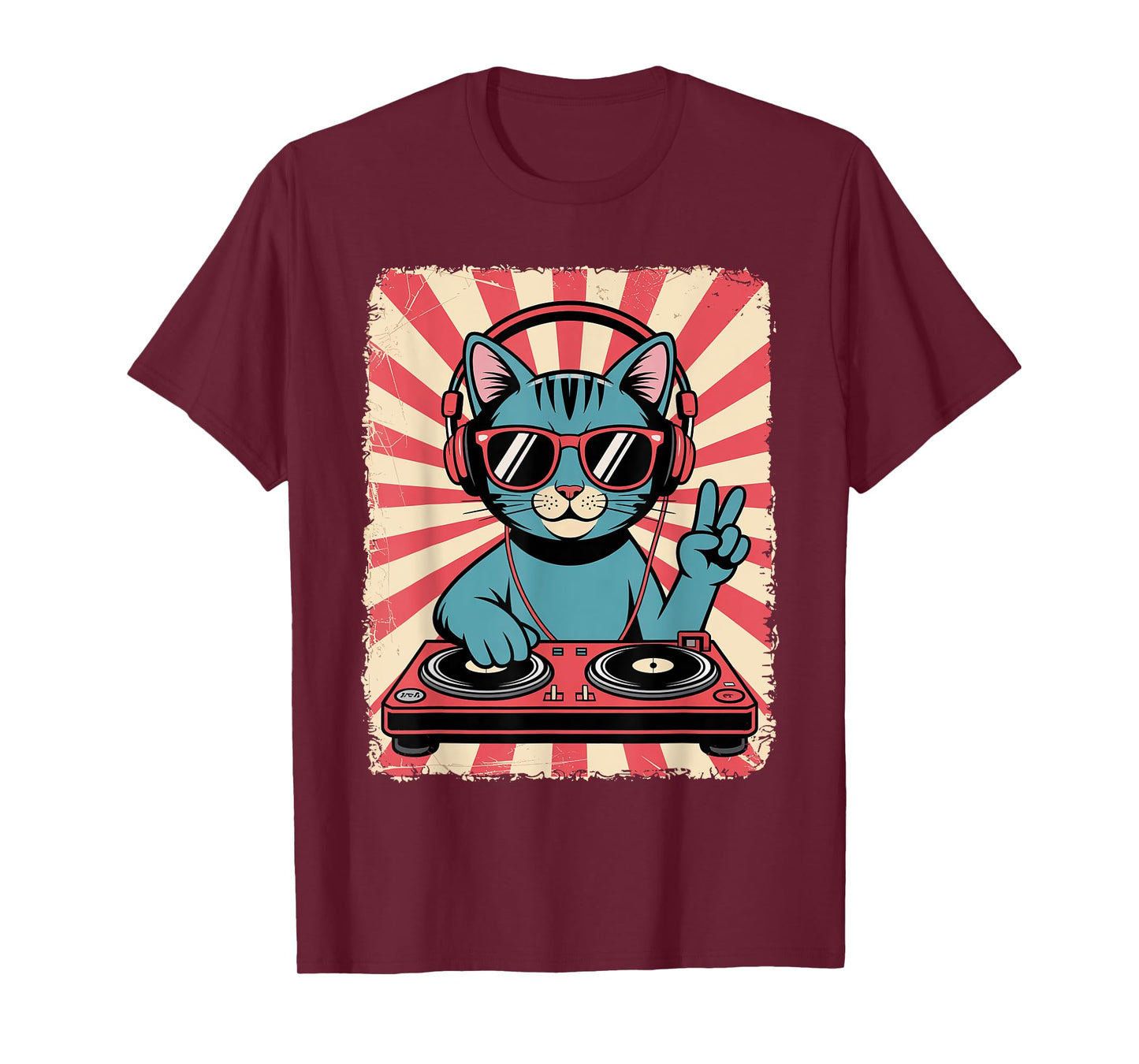 Vintage DJ Cat Retro Disco Music Toddler Boys Girls Kids T-Shirt