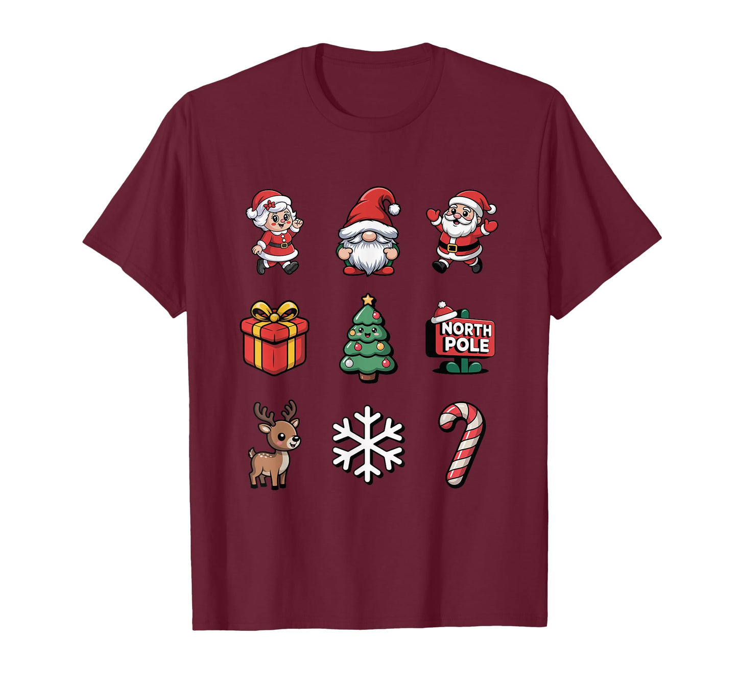 Adorable Santa Gnome Reindeer Candy Cane Christmas T-Shirt