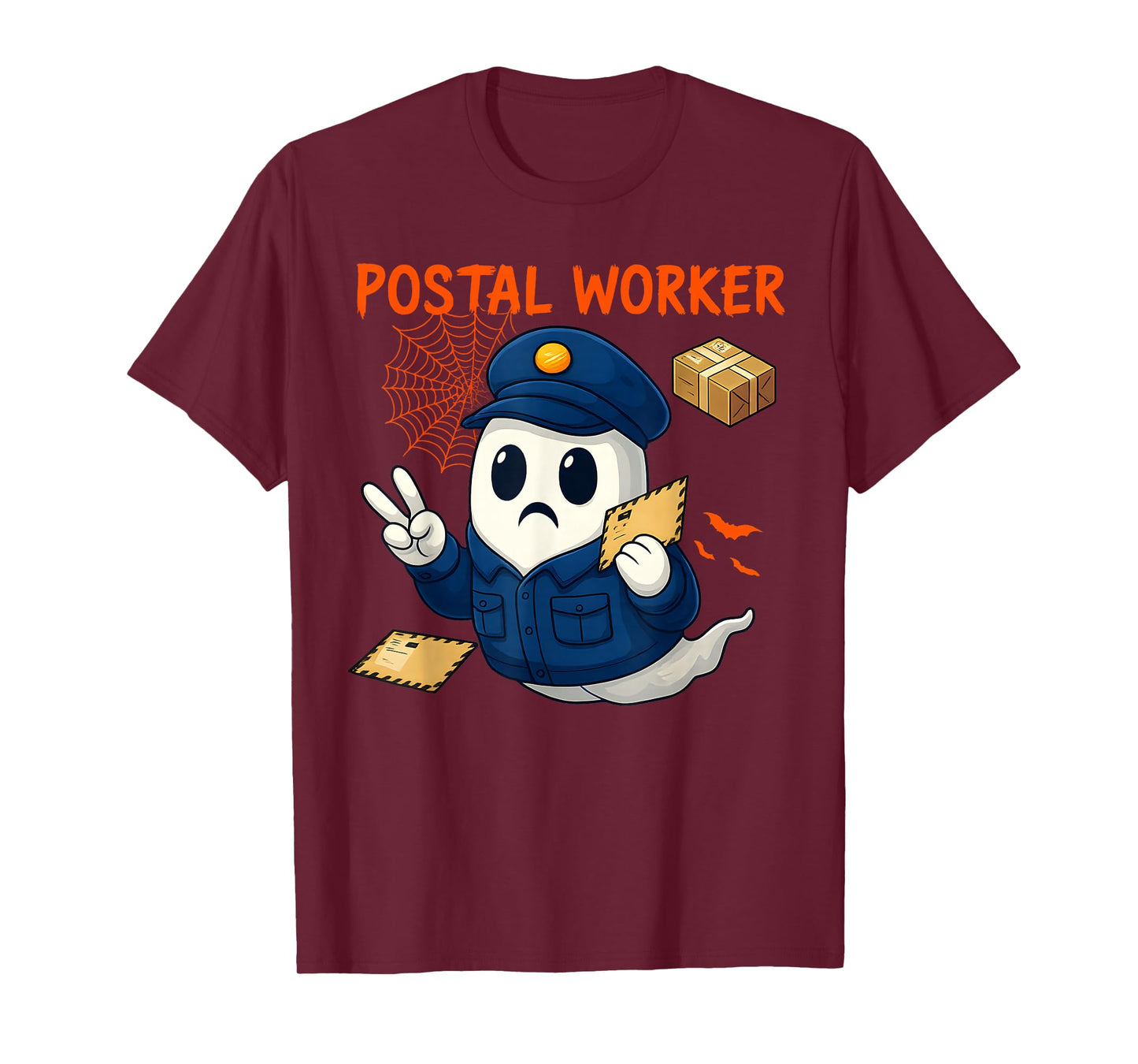 Postal Worker Pumpkin Post Office Staff Ghost Halloween Men T-Shirt