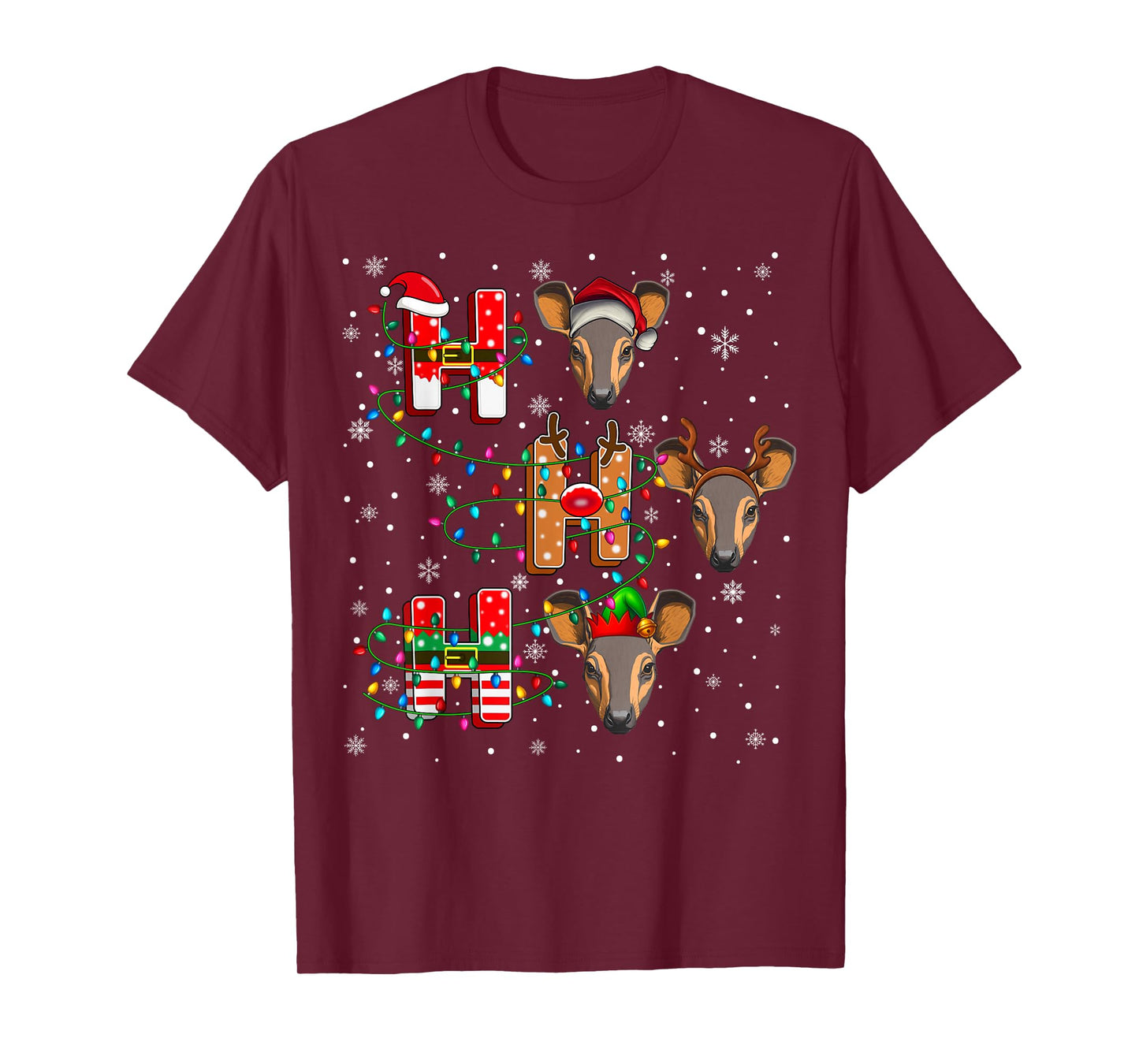 Ho Ho Ho Santa Reindeer Hat Elf Aardvark Animal Christmas T-Shirt