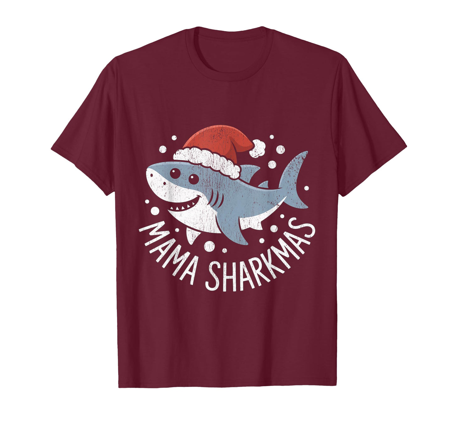 Mama Sharkmas Funny Shark Santa Hat Ugly Christmas Sweater T-Shirt