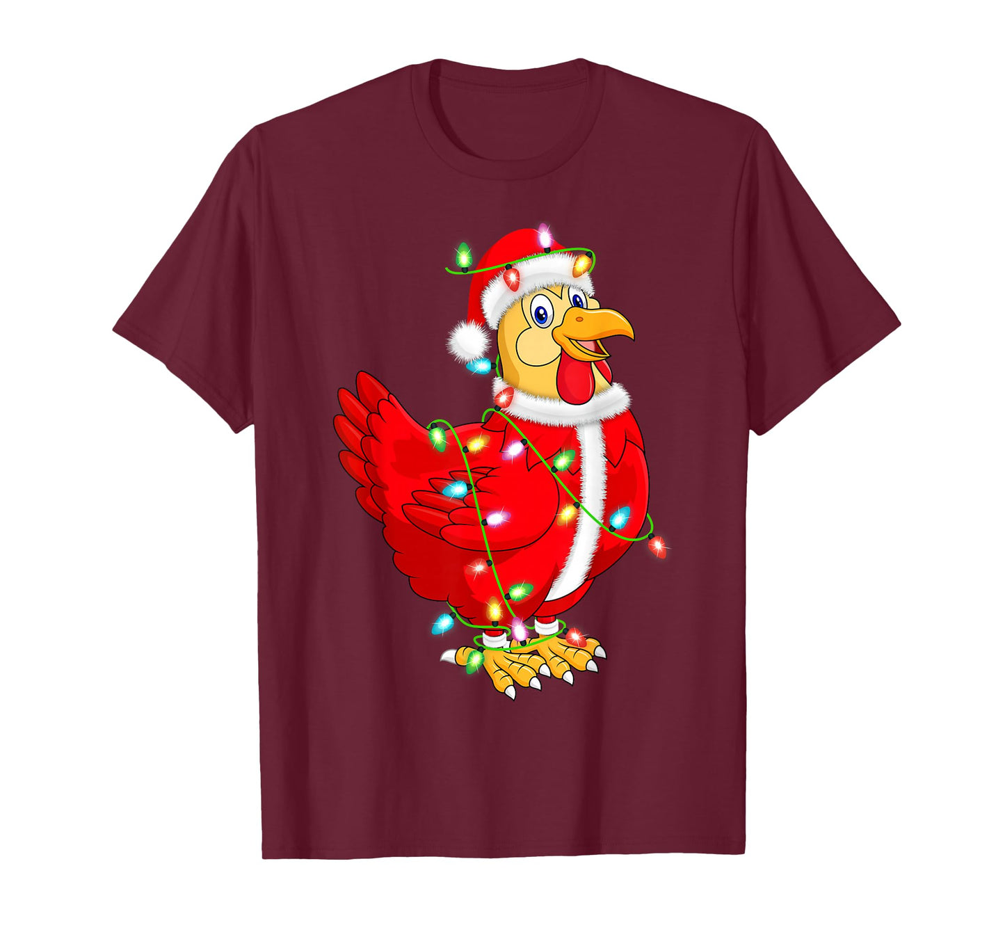 Chicken Christmas Lights Santa Costume Cute Animal Xmas T-Shirt
