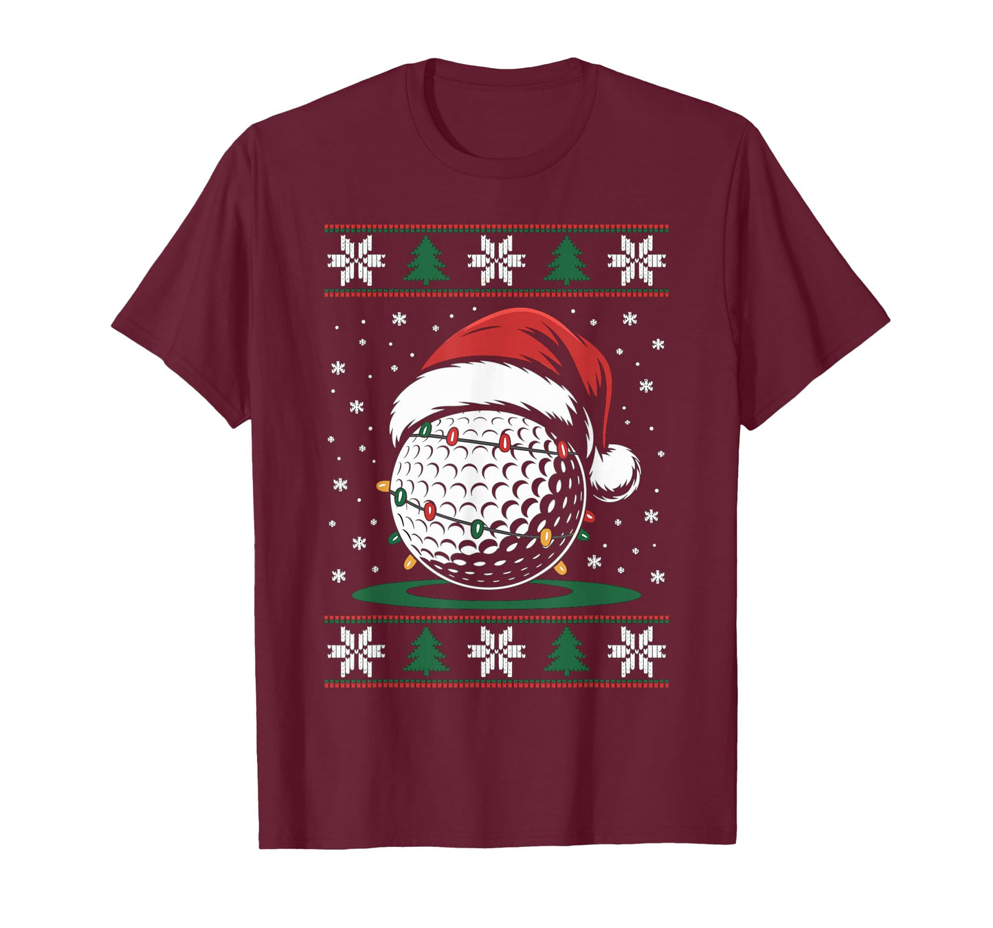 Golf Ball Santa Hat Ugly Christmas Sweater Golfer Golfing T-Shirt