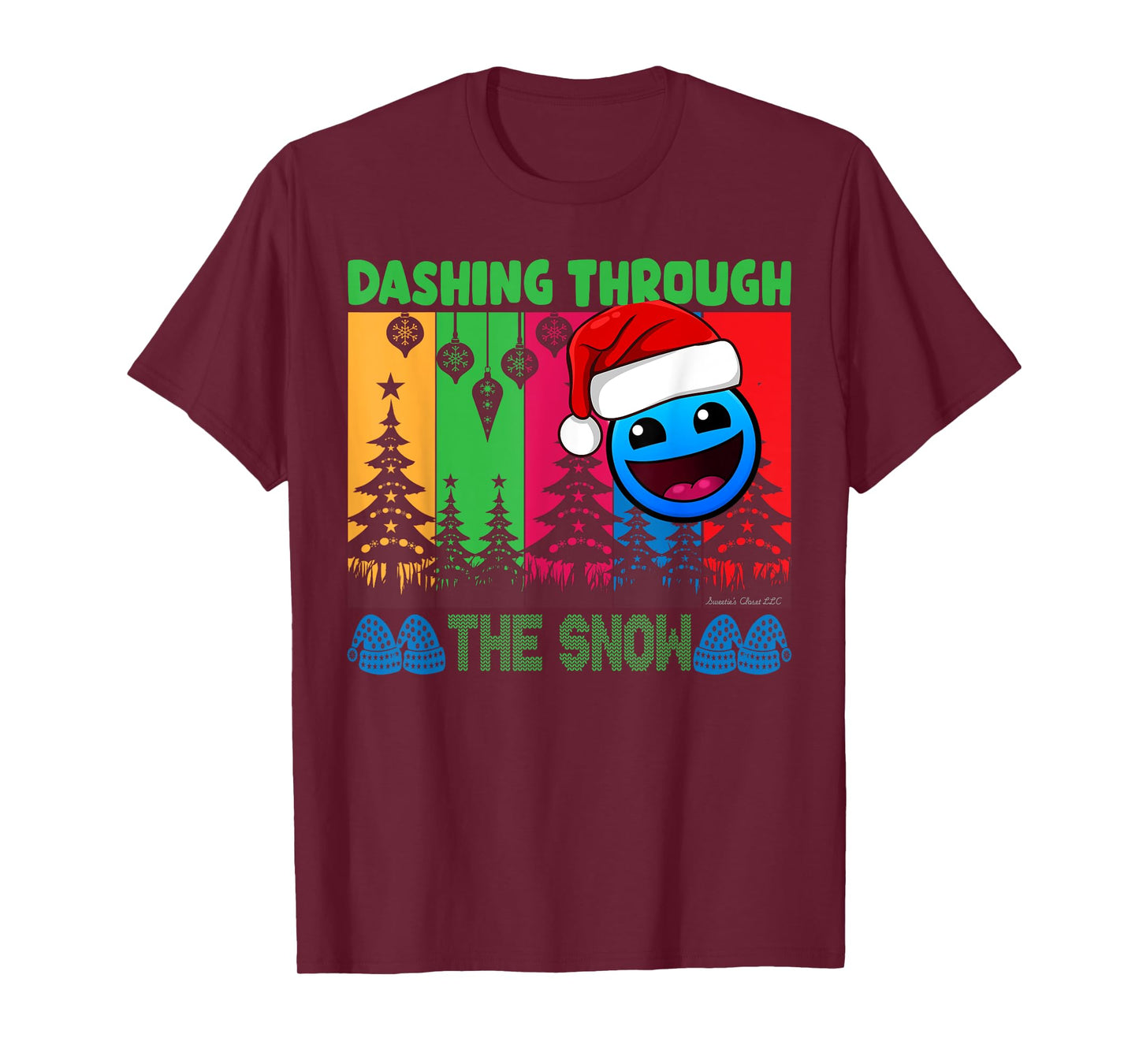 Geometry Dashing Through The Snow Sleep Dash Game Christmas T-Shirt