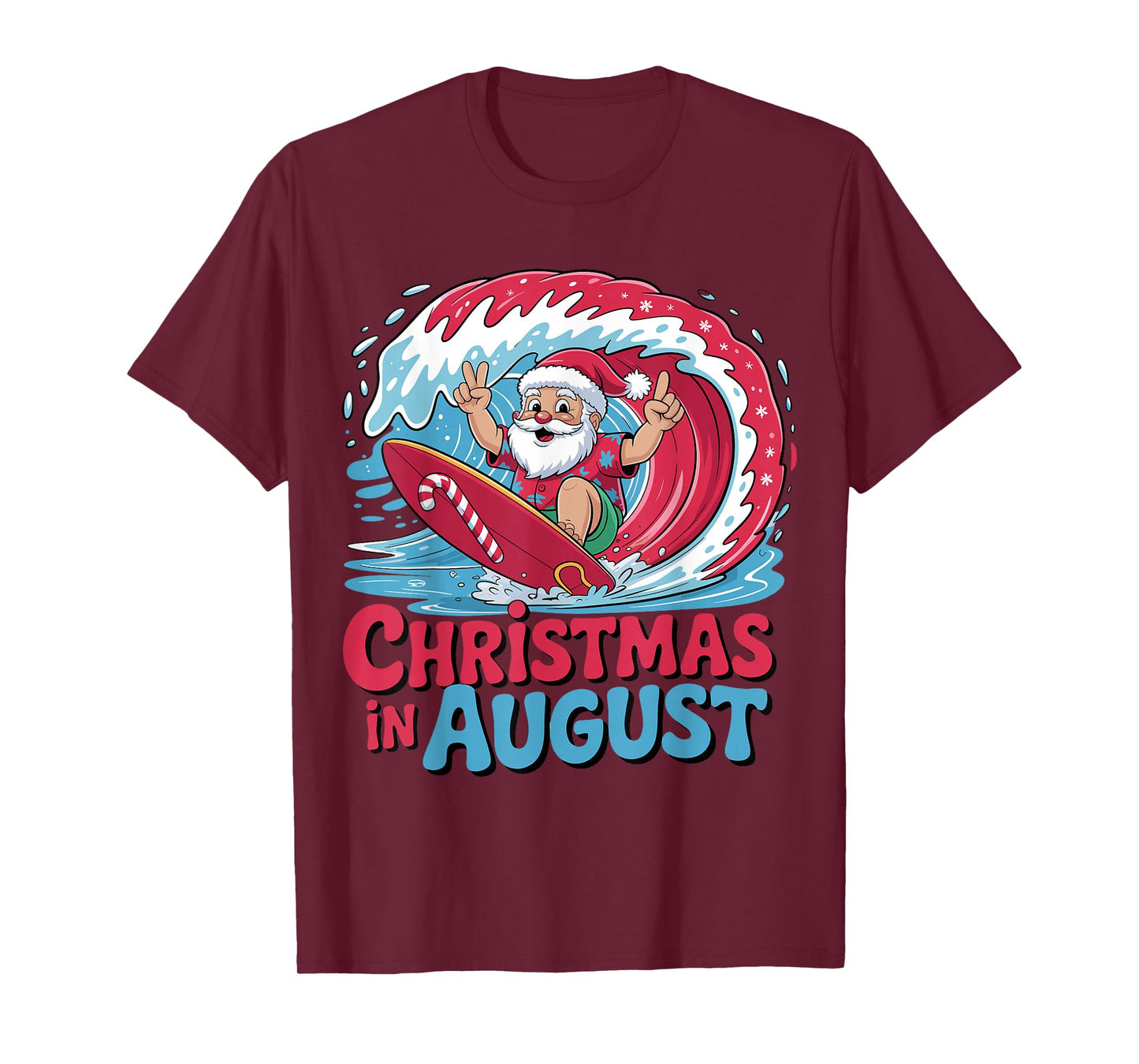 Christmas in August Santa Surf Summer T-Shirt