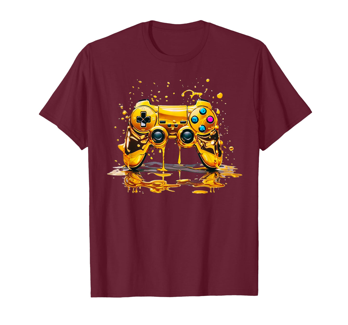 Gold Splash Video Game Controller Golden Gamer Gaming T-Shirt
