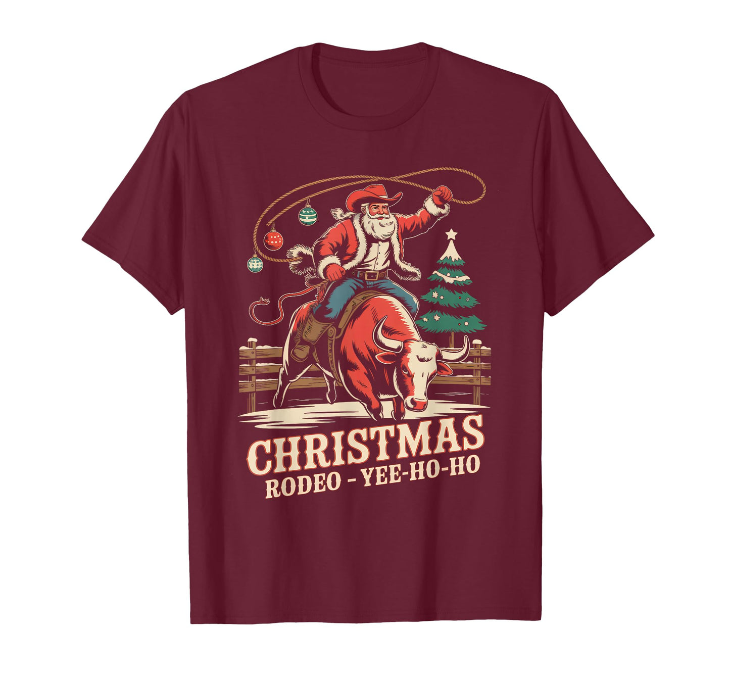 Santa Claus Cowboy Vintage Christmas Men Women T-Shirt