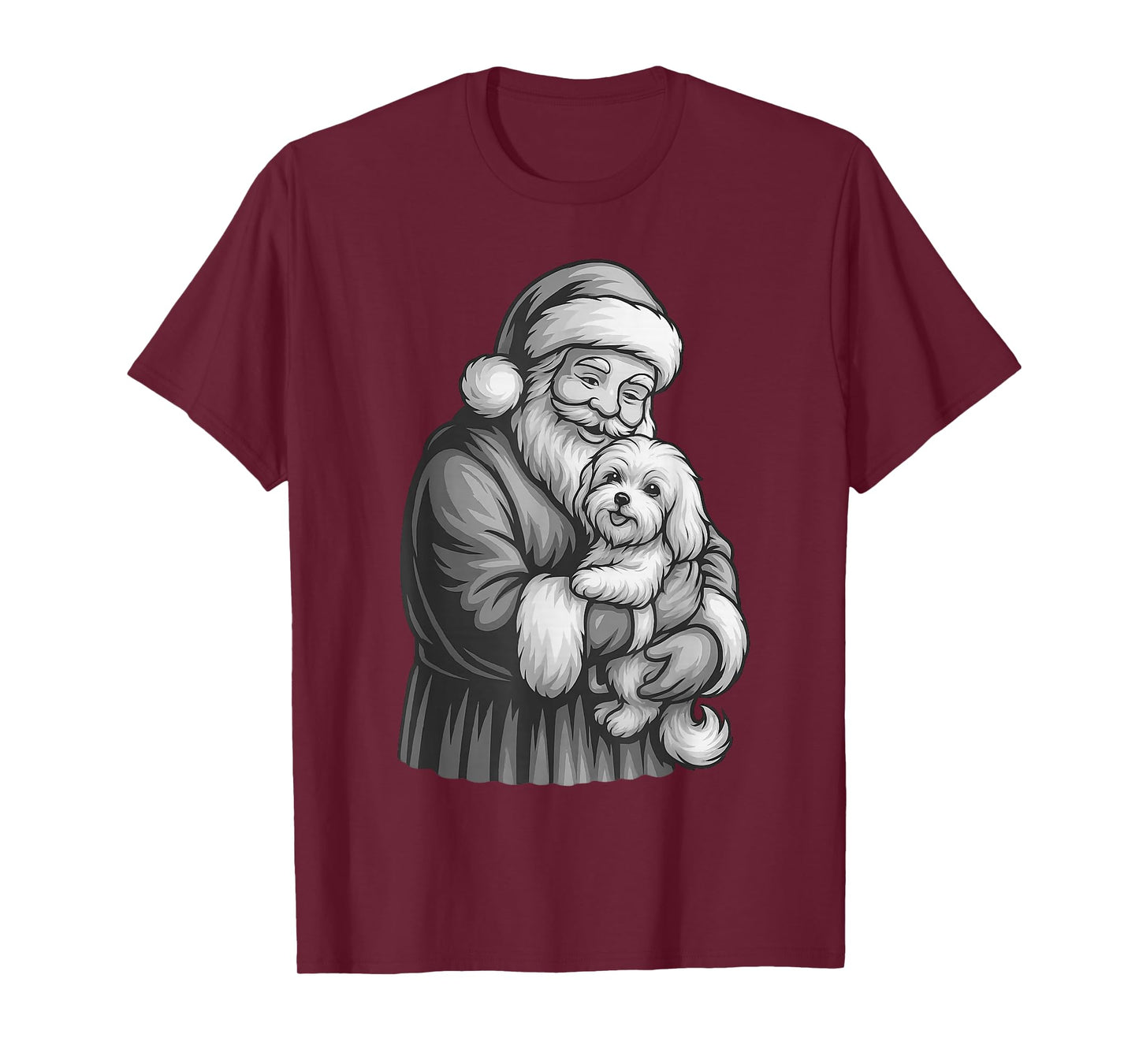 Maltese Dog Santa Claus Christmas Dog Lover T-Shirt