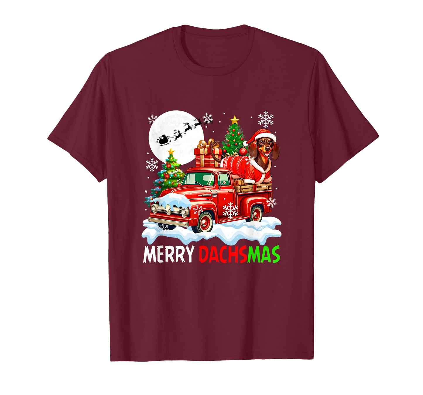Merry Christmas Santa Dachshund On Pickup Truck Owner Kids T-Shirt