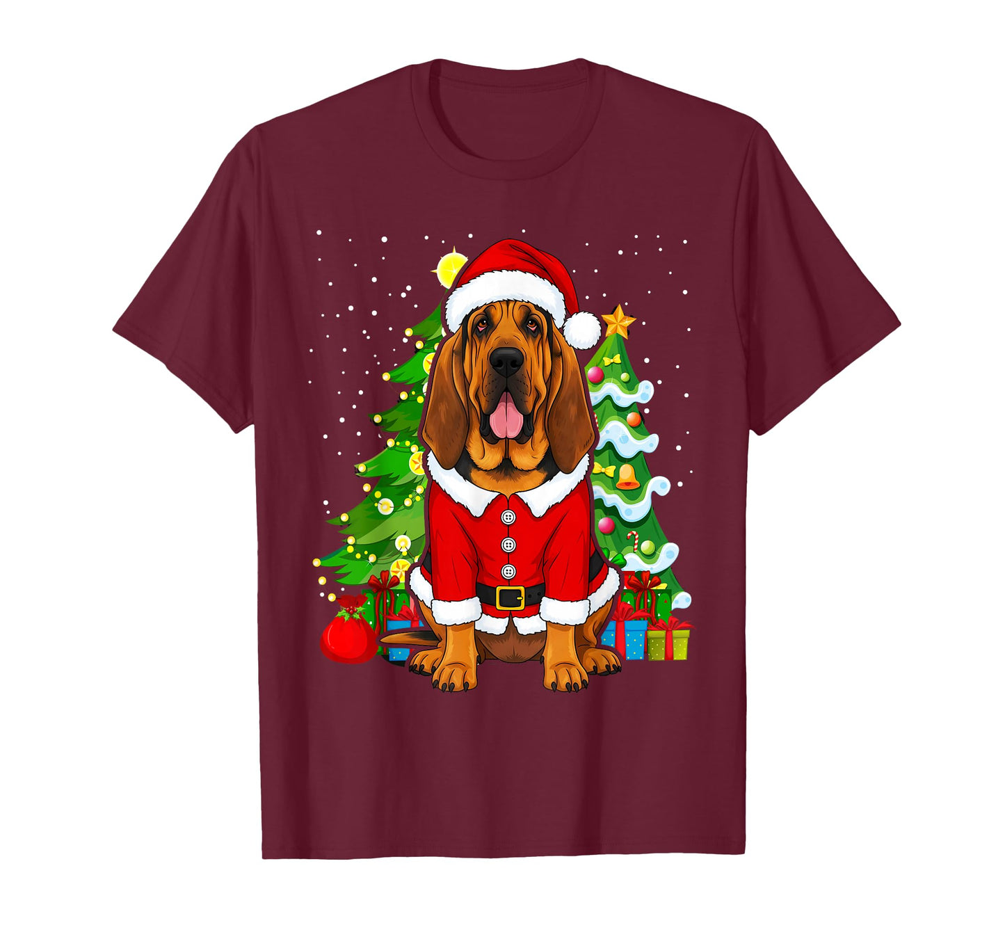 Santa Bloodhound Christmas Xmas Dog Puppy Lover T-Shirt