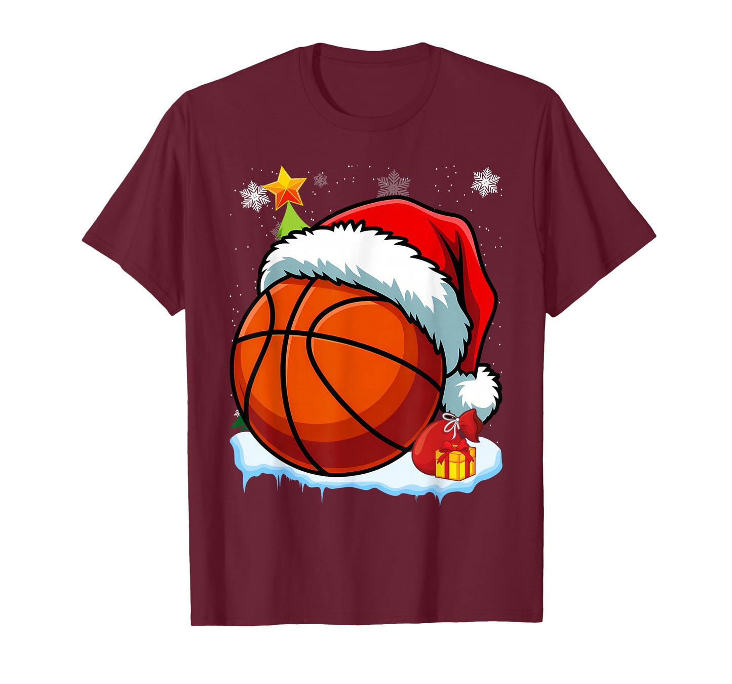 Basketball Christmas Funny Santa Hat Men Women Kids Boys T-Shirt