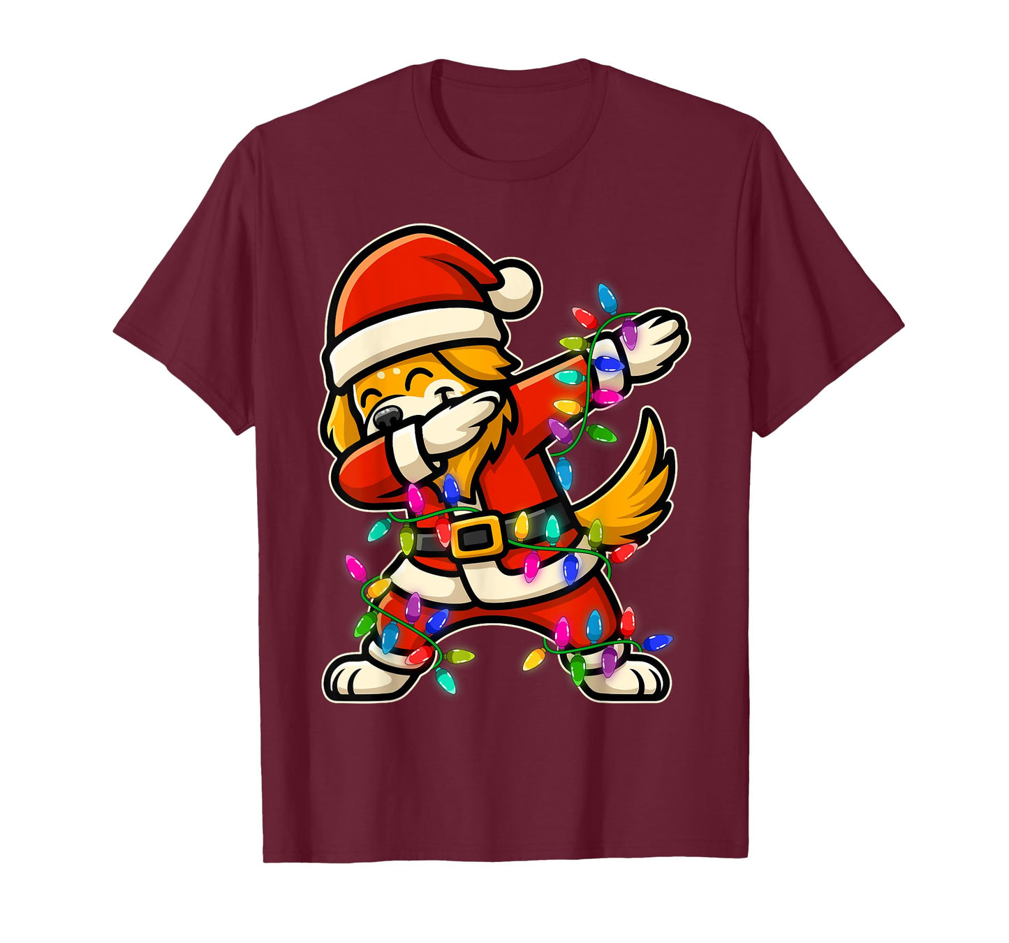 Christmas Golden Retriever Dog Dabbing Santa Xmas for Women T-Shirt