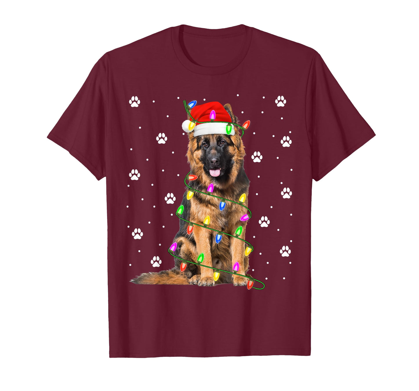 German Shepherd Christmas Lights Santa Pet Dog Lover Xmas T-Shirt