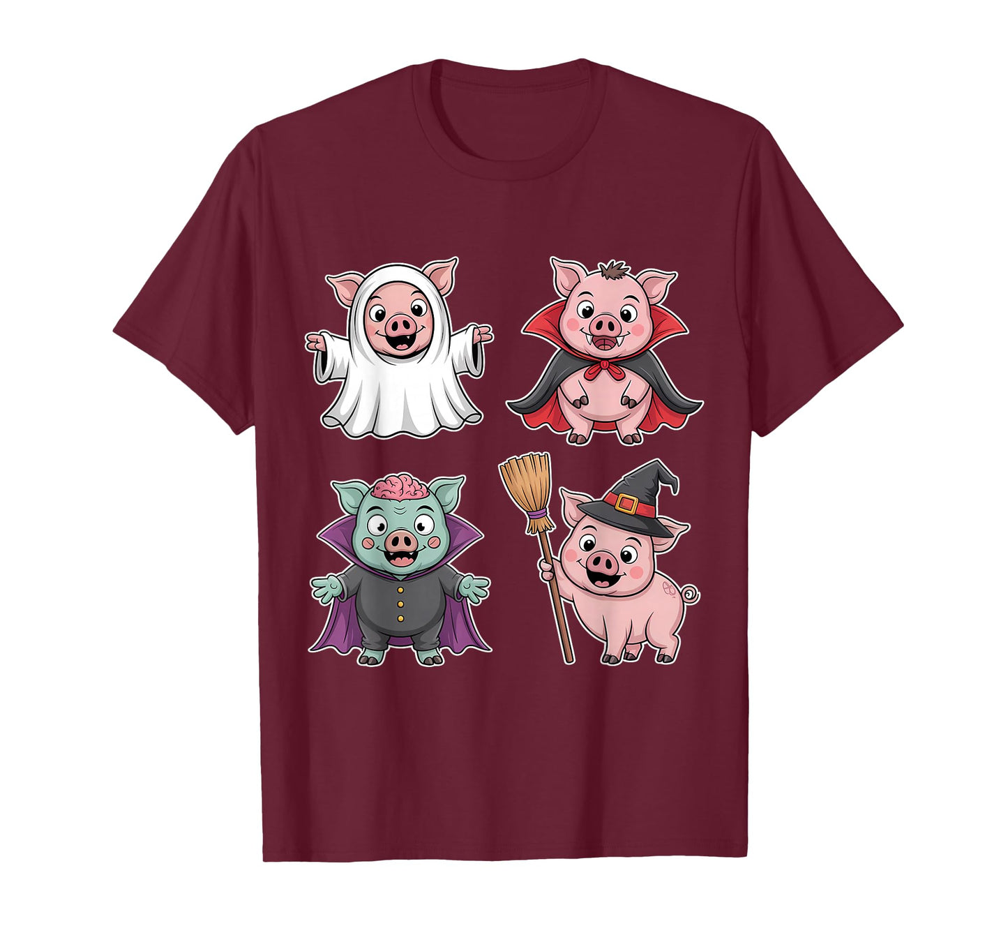 Pig Spooky Witch Boo Zombie Cute Pig Halloween Funny T-Shirt