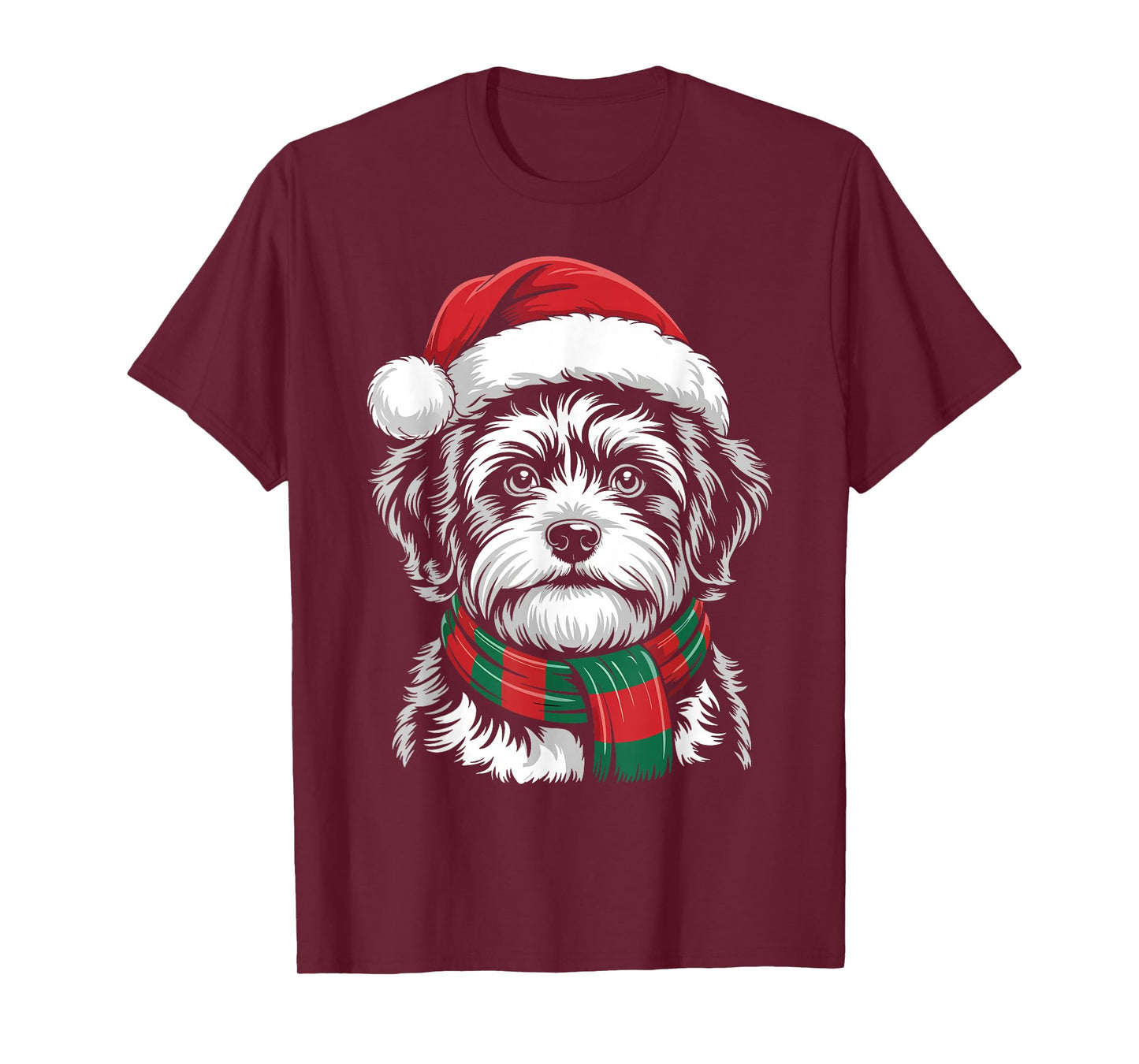 Zuchon Dog Xmas Santa Hat Scarf Christmas Costume T-Shirt