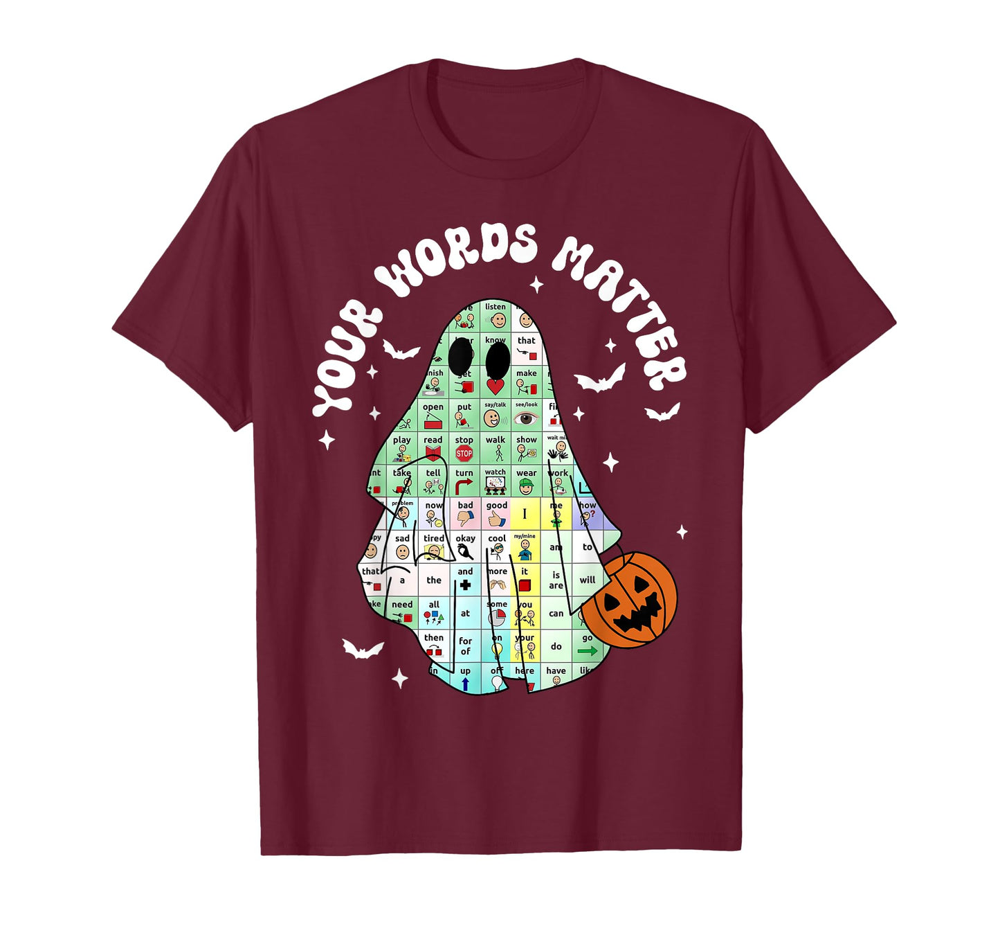 Your Words Matter Pumpkin Ghost SLP Speech Therapy Halloween T-Shirt