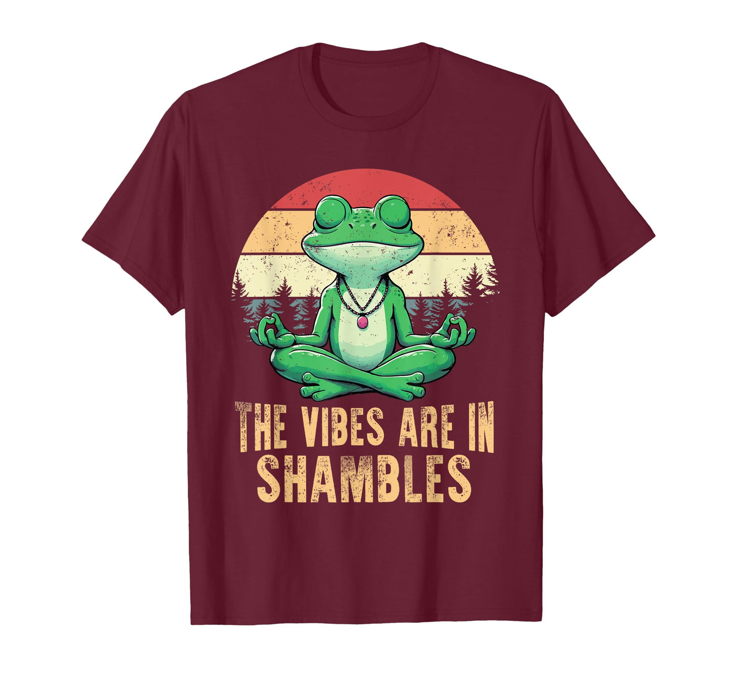 The Vibes Are In Shambles Retro Funny Frog Yoga Meditation T-Shirt
