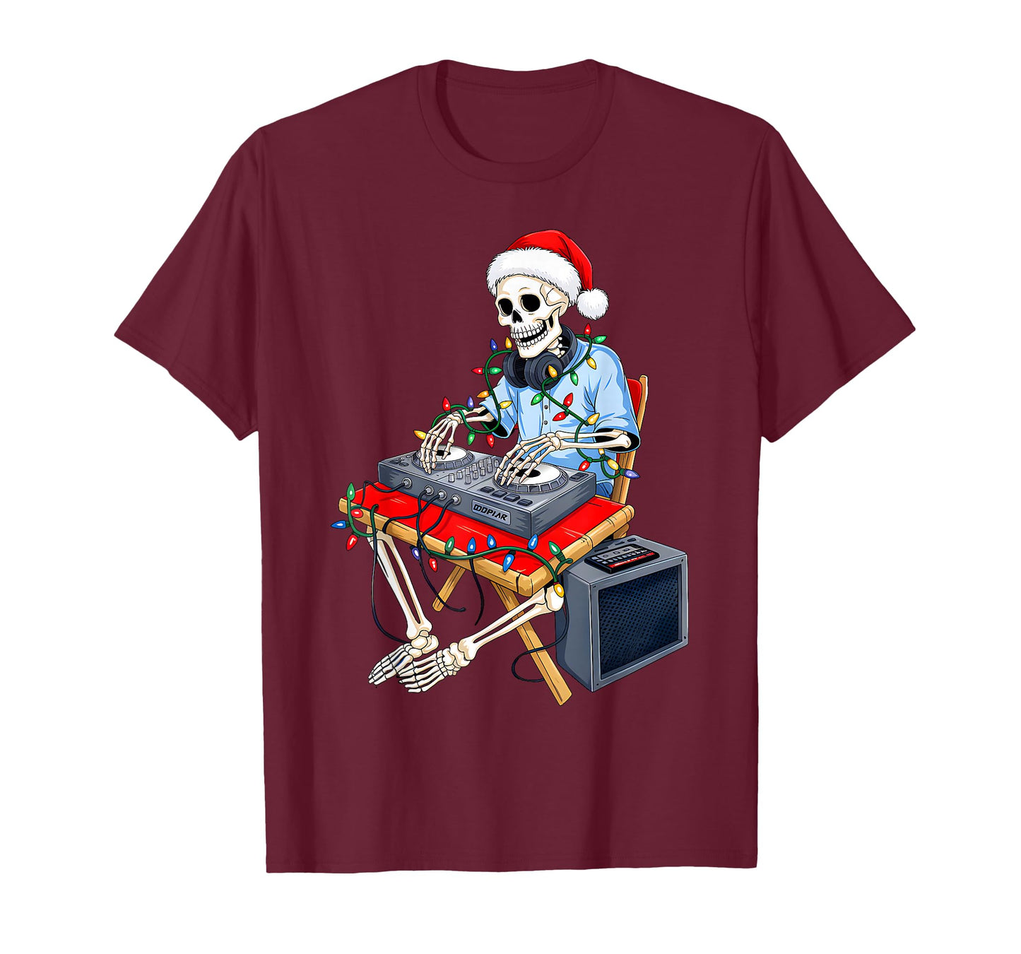 Xmas Santa Skeleton Playing Dj Funny Christmas Boys Kids T-Shirt