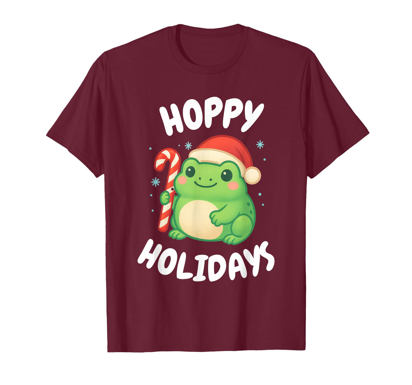 Hoppy Holidays Cute Christmas Frog with Candy Cane T-Shirt
