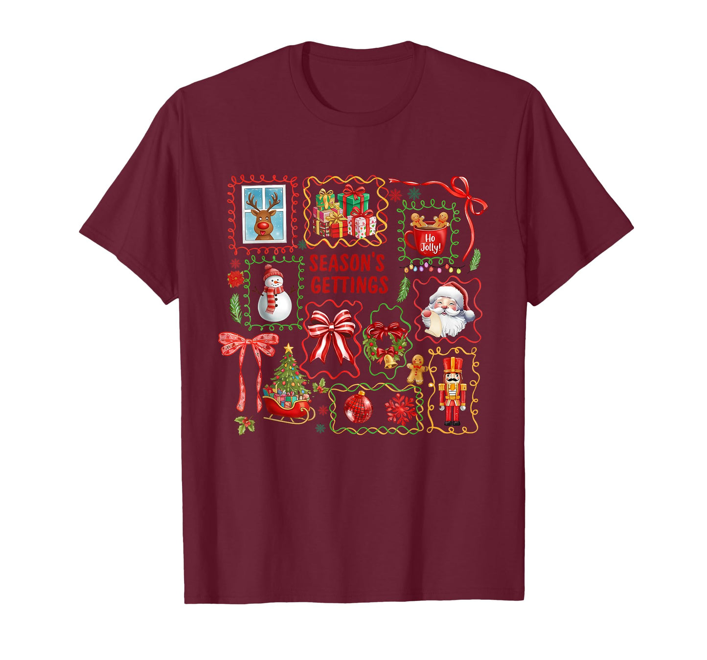 Coquette Merry Christmas, Christmas Bow, Season's Gettings T-Shirt