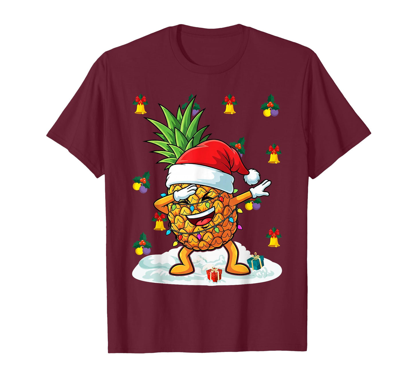 Dabbing Pineapple Santa Hat Christmas Pajama Fruit Hawaiian T-Shirt