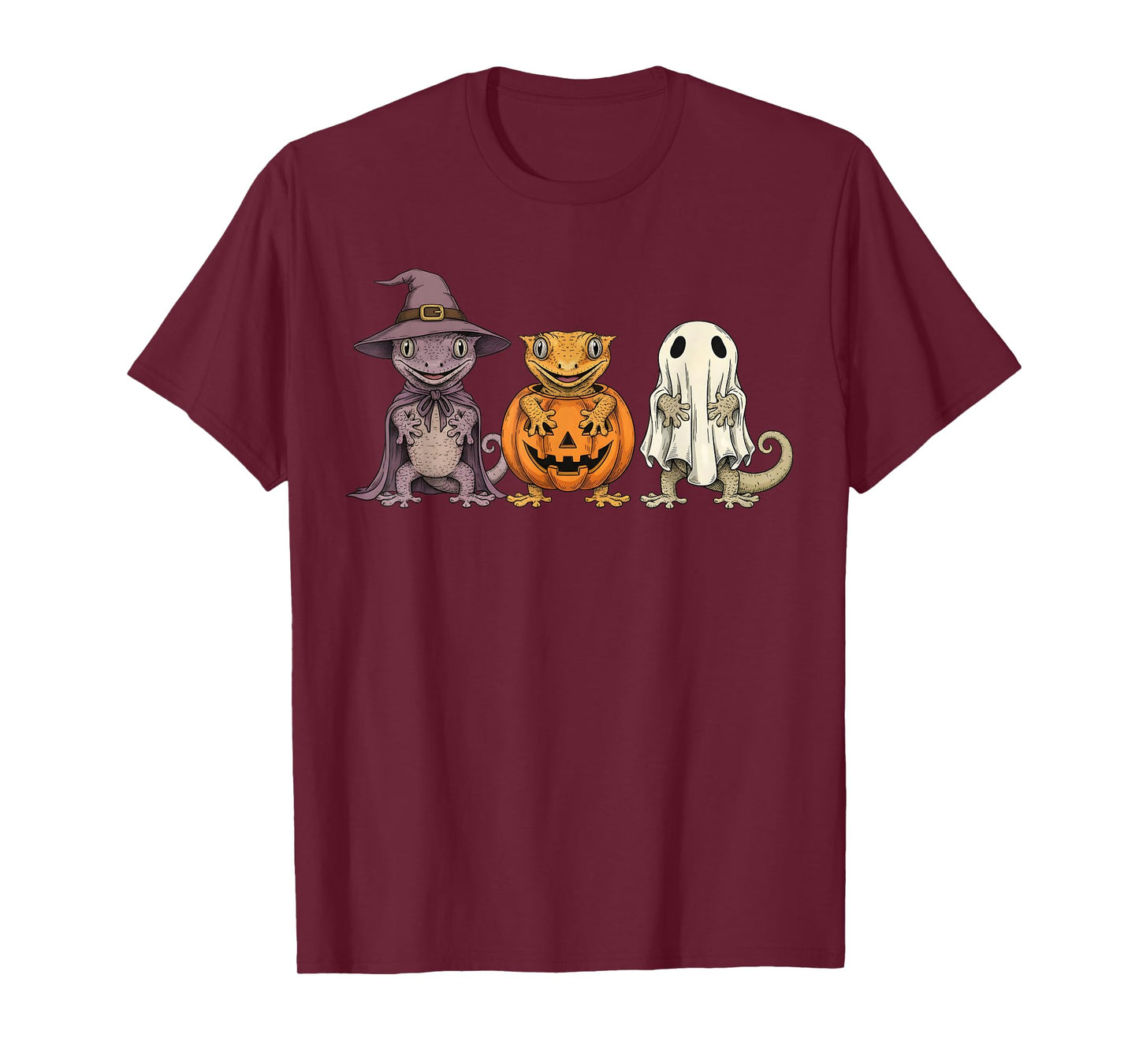Spooky Ghost Crested Gecko Lover Pumpkin Halloween T-Shirt