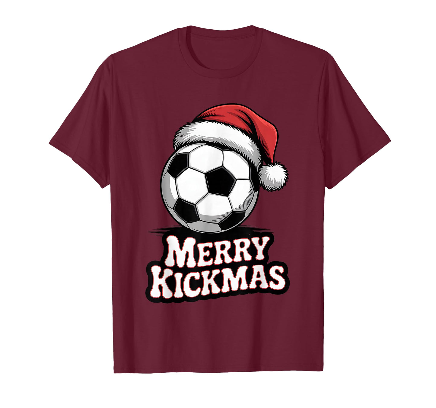 Merry Kickmas Christmas Funny Santa Soccer Ball Graphic T-Shirt