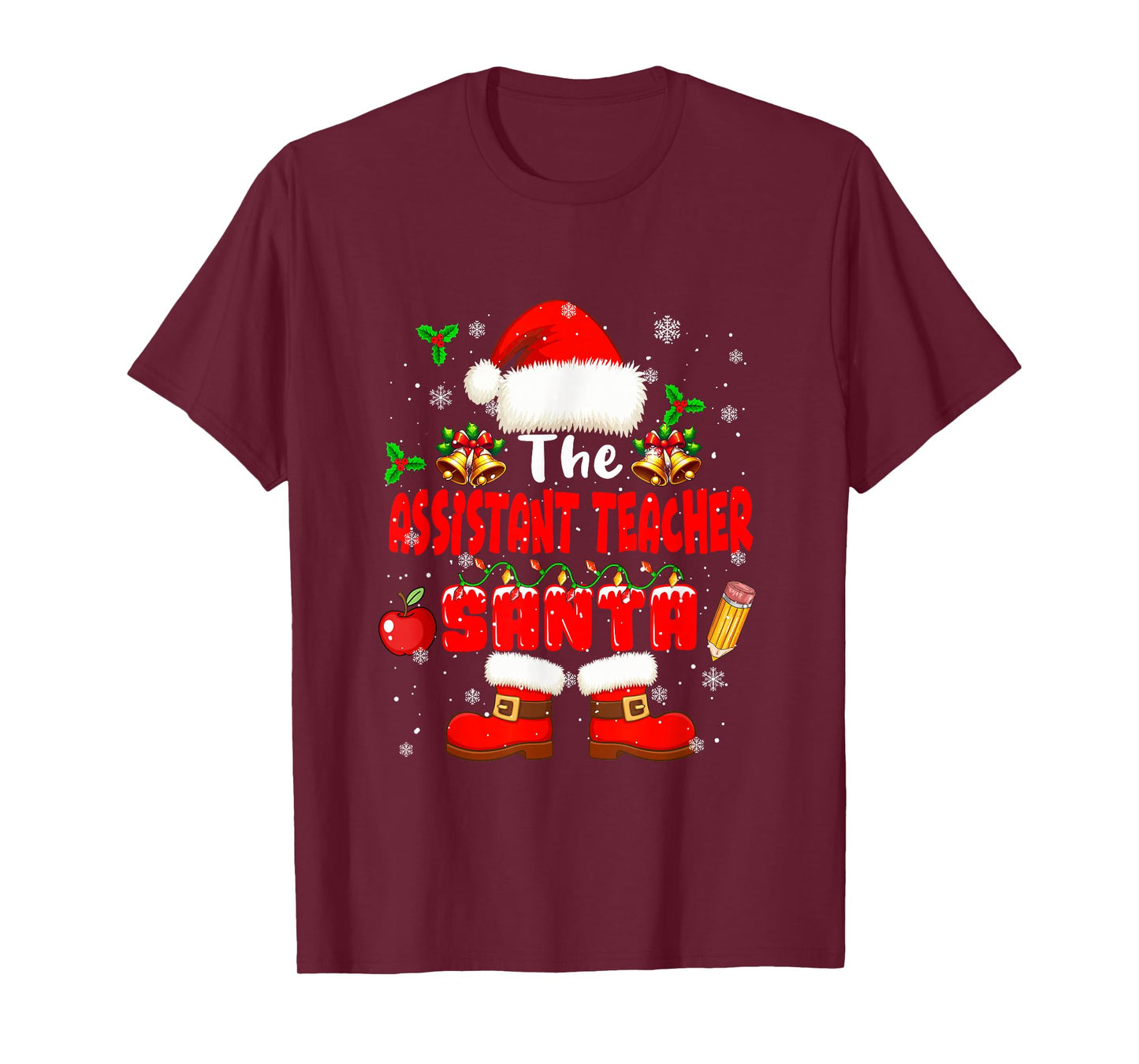 The Assistant Teacher Santa Christmas Colorful Job Team T-Shirt