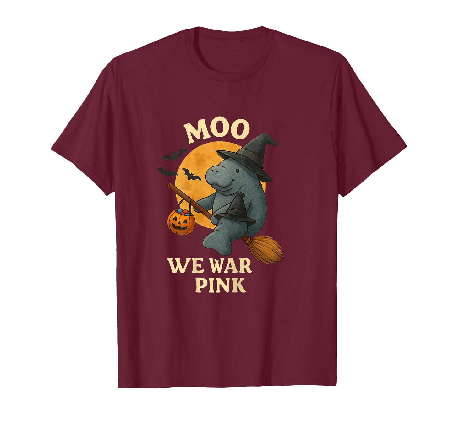 Cute Witch Manatee Halloween Outfit with Pumpkin Candy Bucke T-Shirt