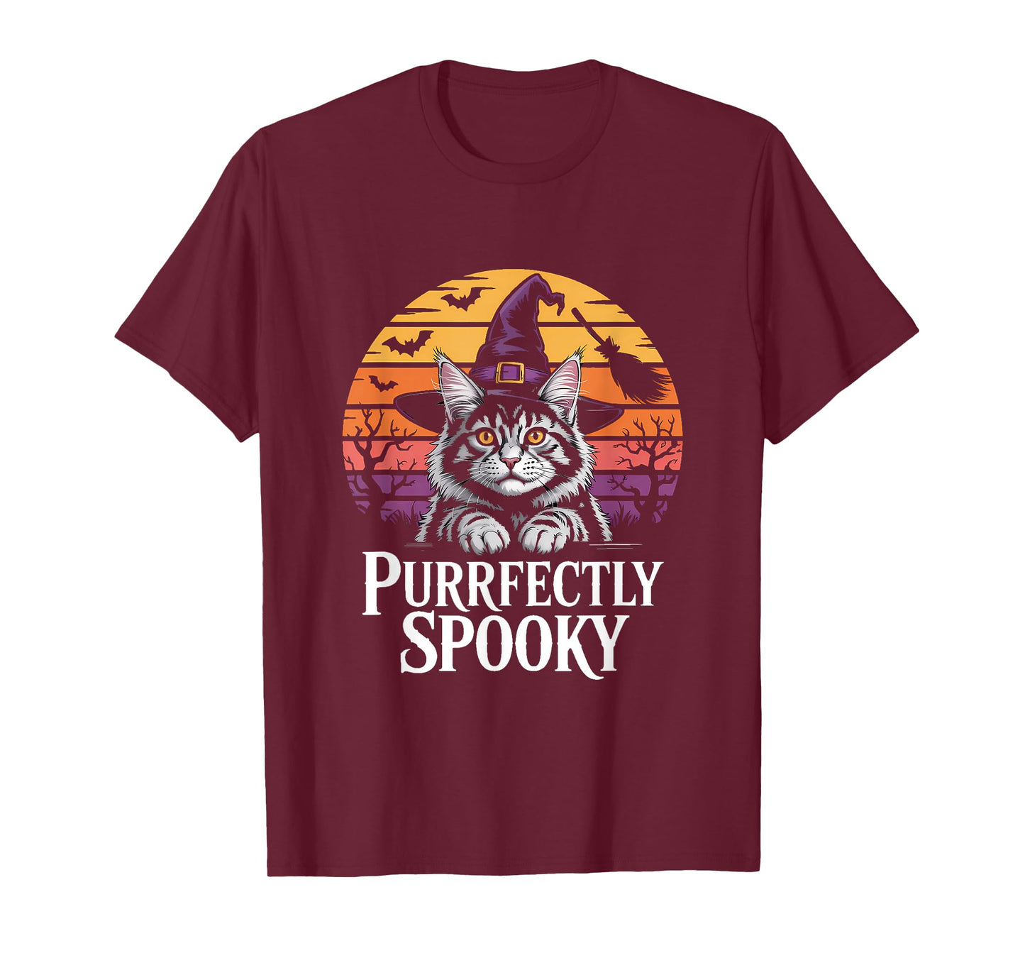 Maine Coon Cat PURRFECTLY Spooky Halloween T-Shirt